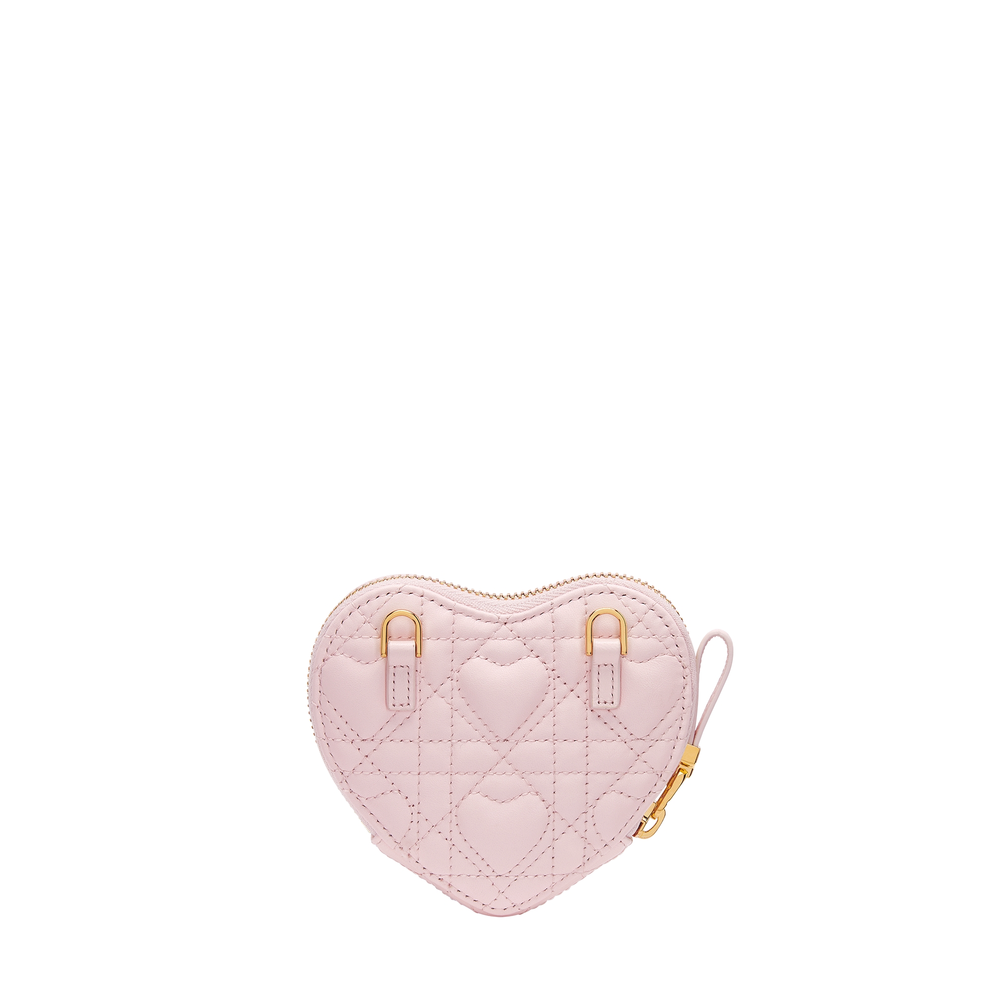 Dior Caro Heart Pouch with Chain Macaron Pink Cannage Lambskin with Heart Motif E08