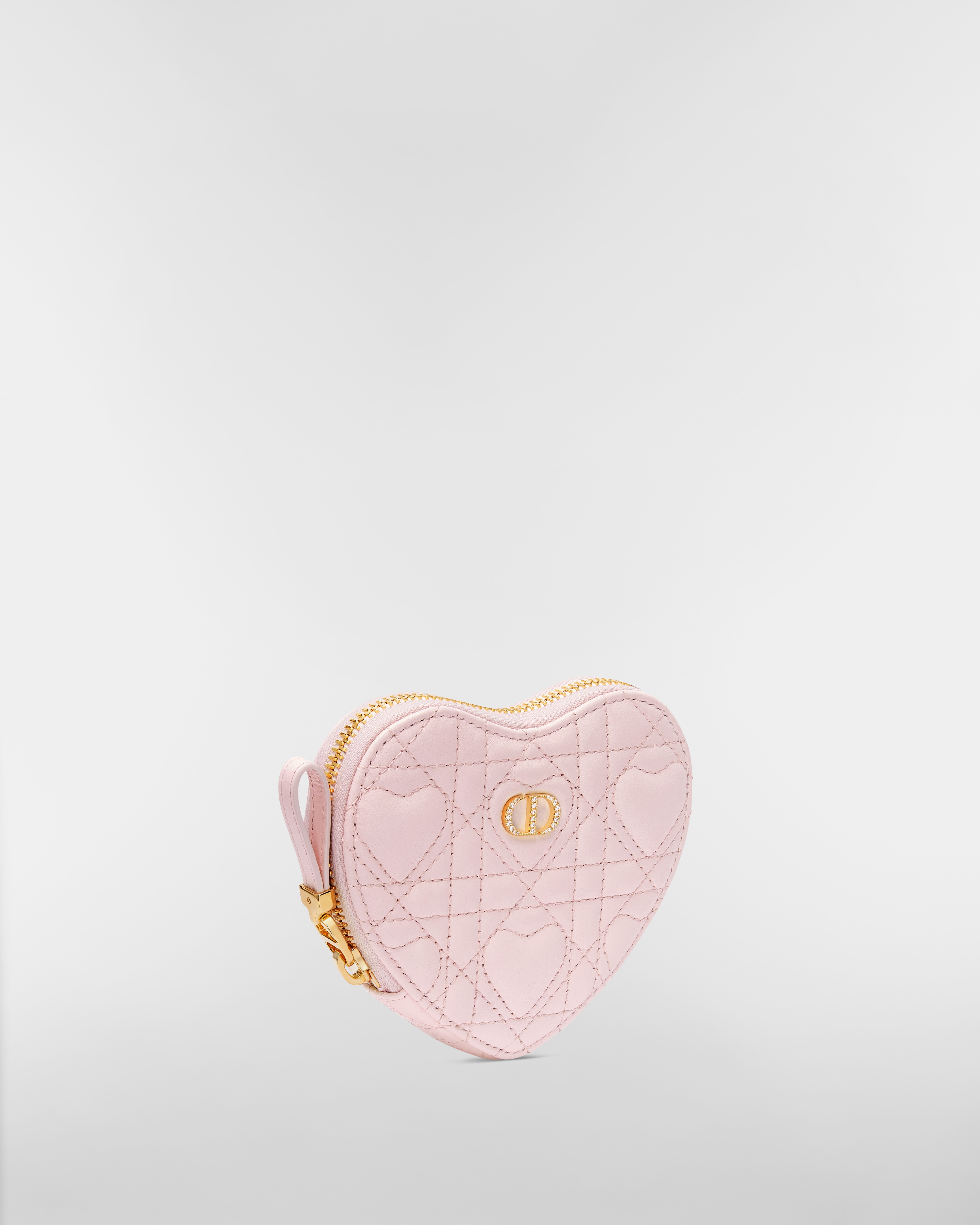 Dior Caro Heart Pouch with Chain Macaron Pink Cannage Lambskin with Heart Motif E03