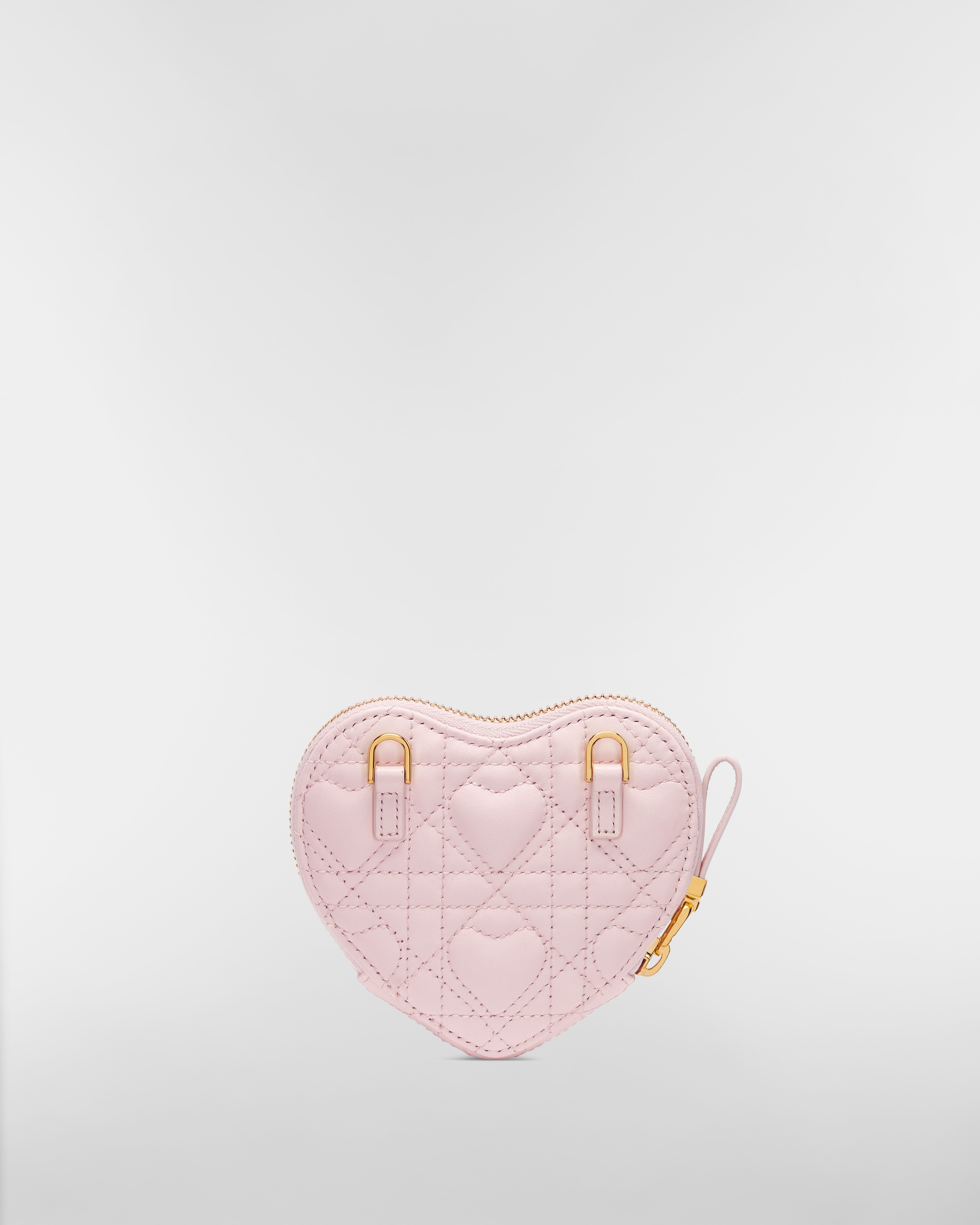 Dior Caro Heart Pouch with Chain Macaron Pink Cannage Lambskin with Heart Motif E08