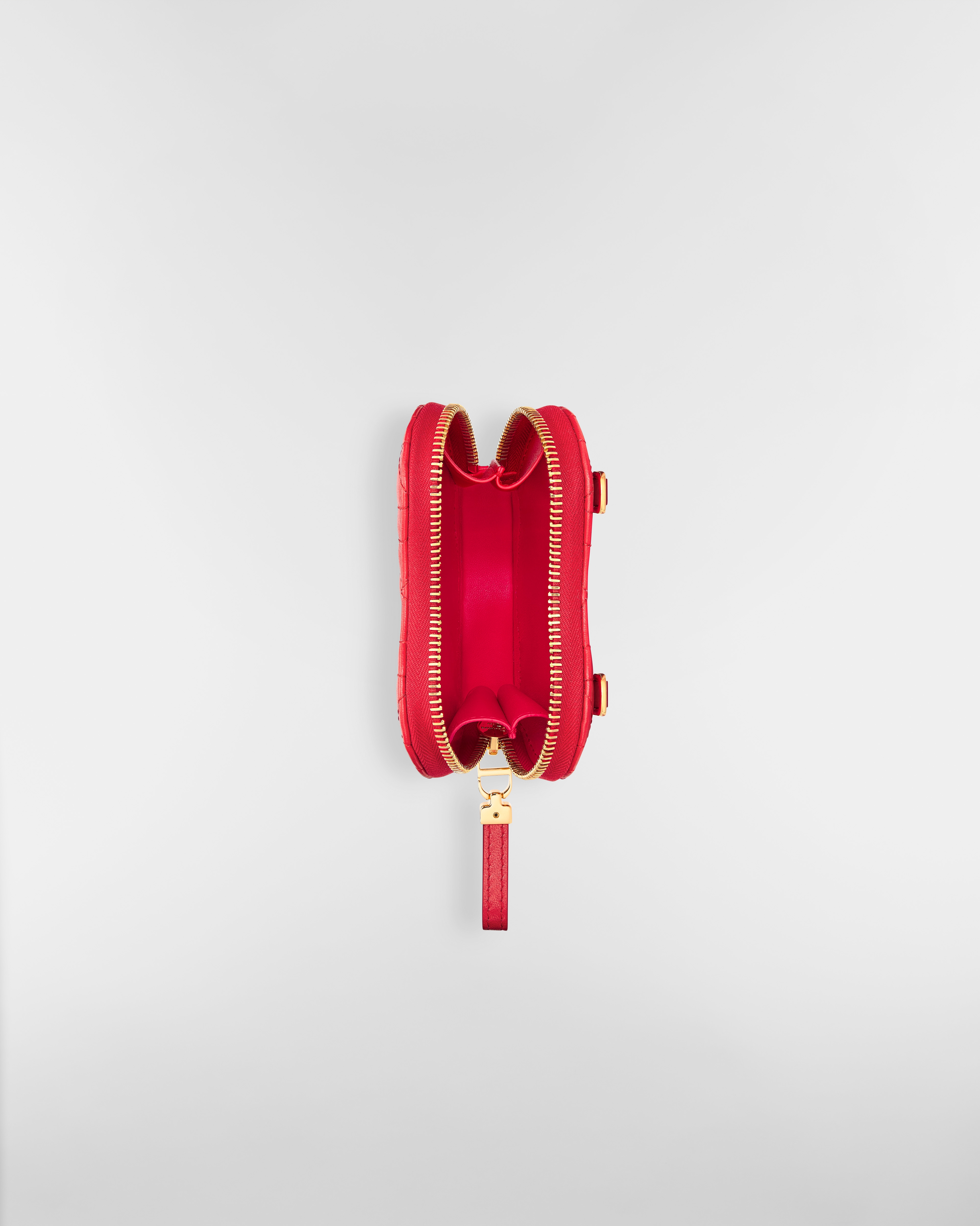 Dior Caro Heart Pouch with Chain Monsignore Red Cannage Lambskin with Heart Motif E07