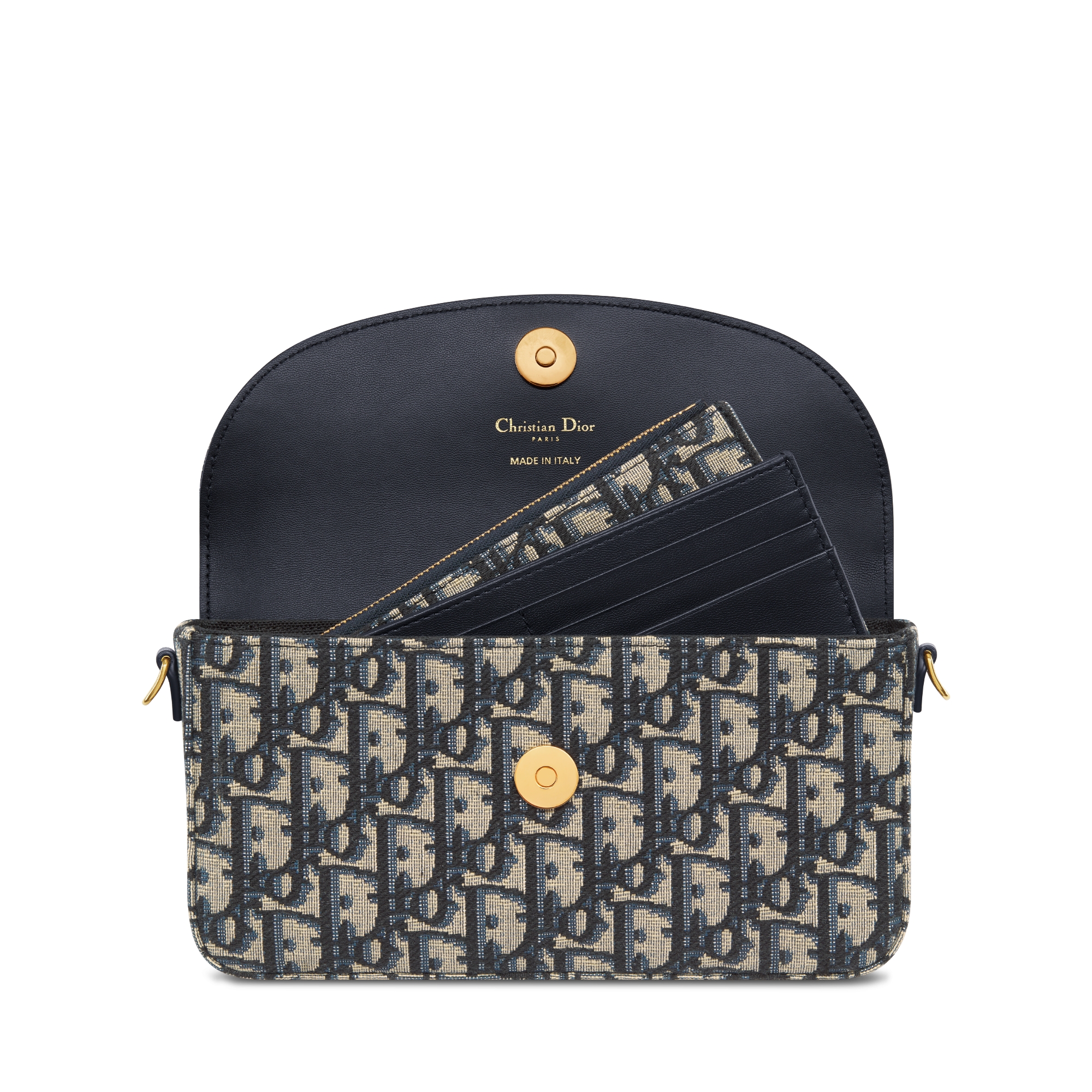 30 Montaigne Pouch with Chain Blue Dior Oblique Jacquard E10