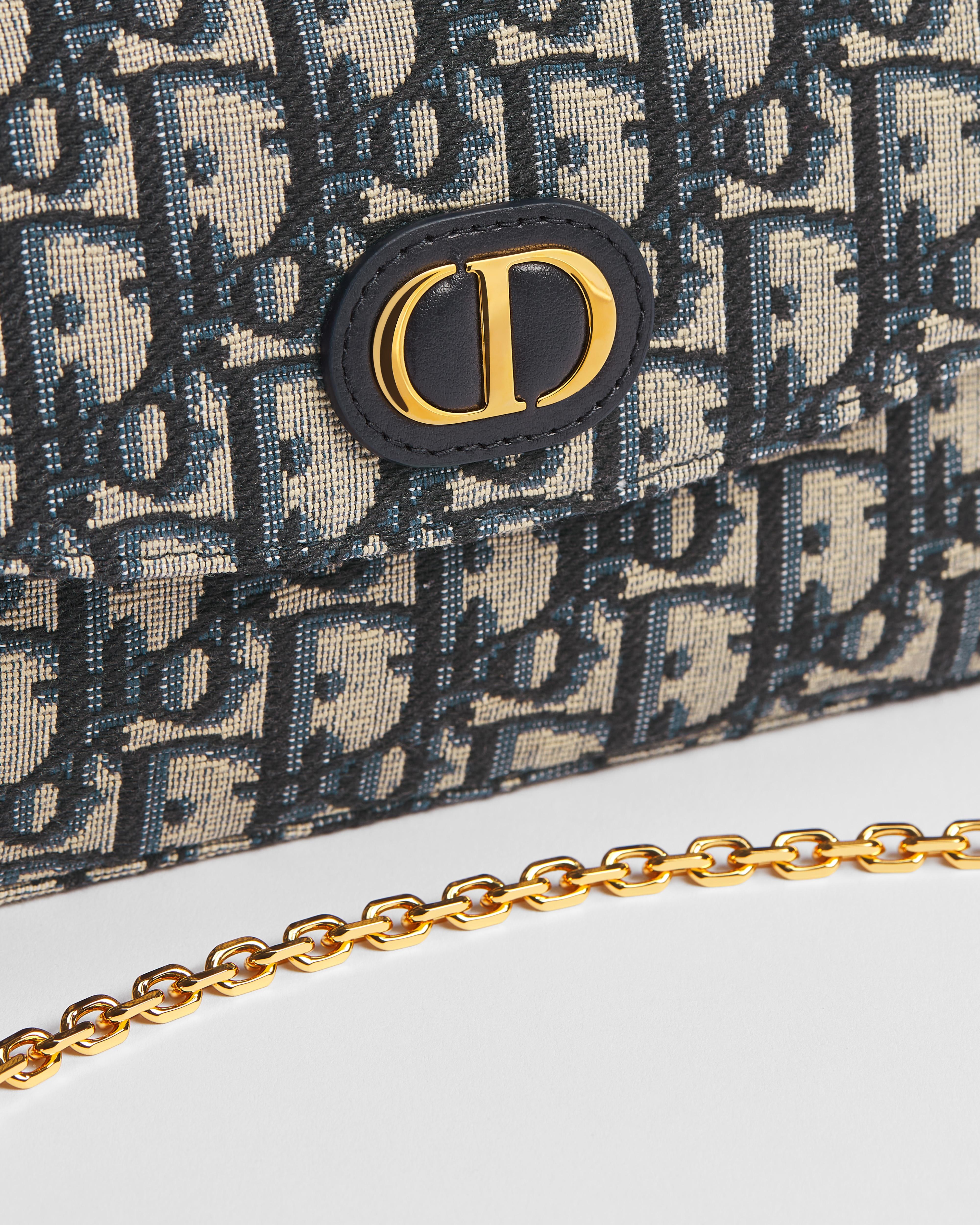 30 Montaigne 鏈帶小袋 藍色 Dior Oblique 緹花 E09