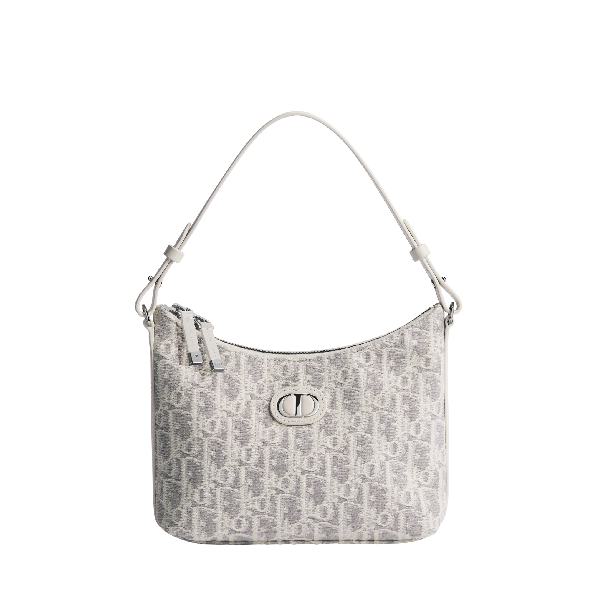 30 Montaigne Diorling Mini Bag with Chain Latte and Gray Dior Oblique Jacquard E01