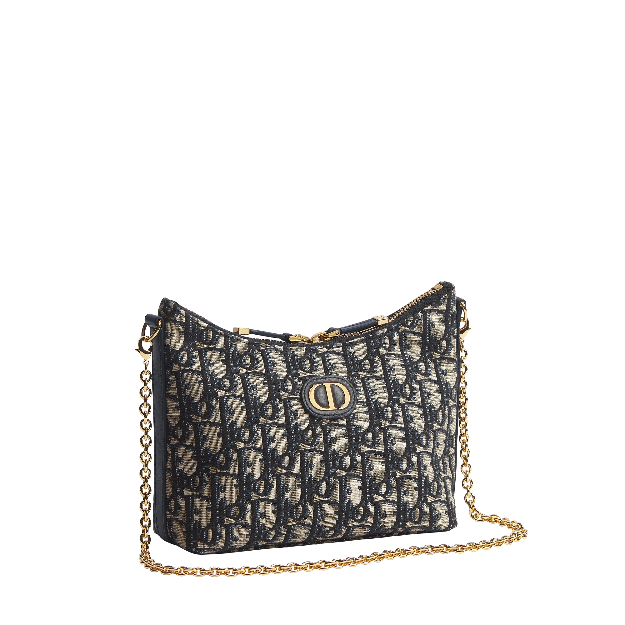 30 Montaigne Diorling Mini Bag with Chain Blue Dior Oblique Jacquard E03