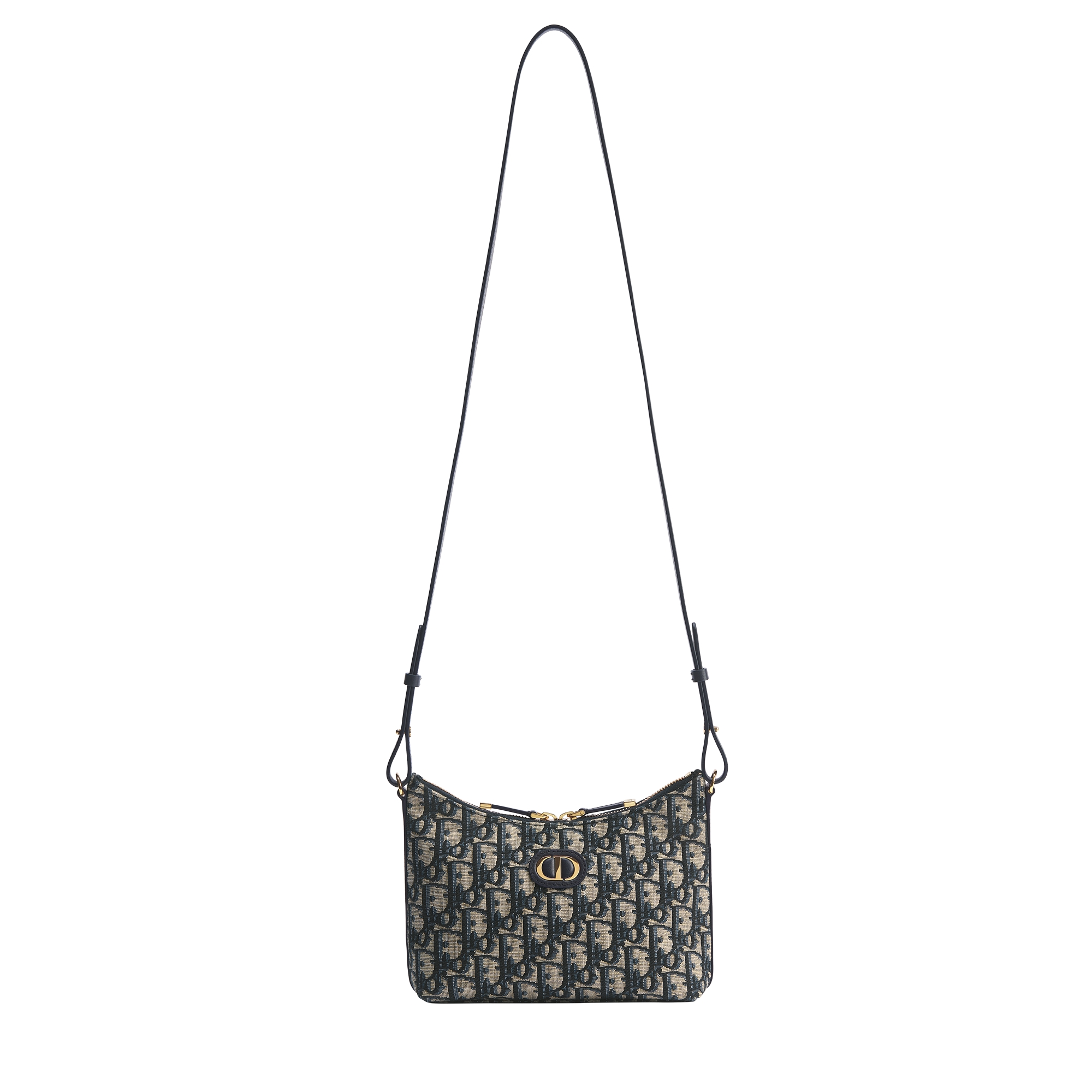30 Montaigne Diorling Mini Bag with Chain Blue Dior Oblique Jacquard E07