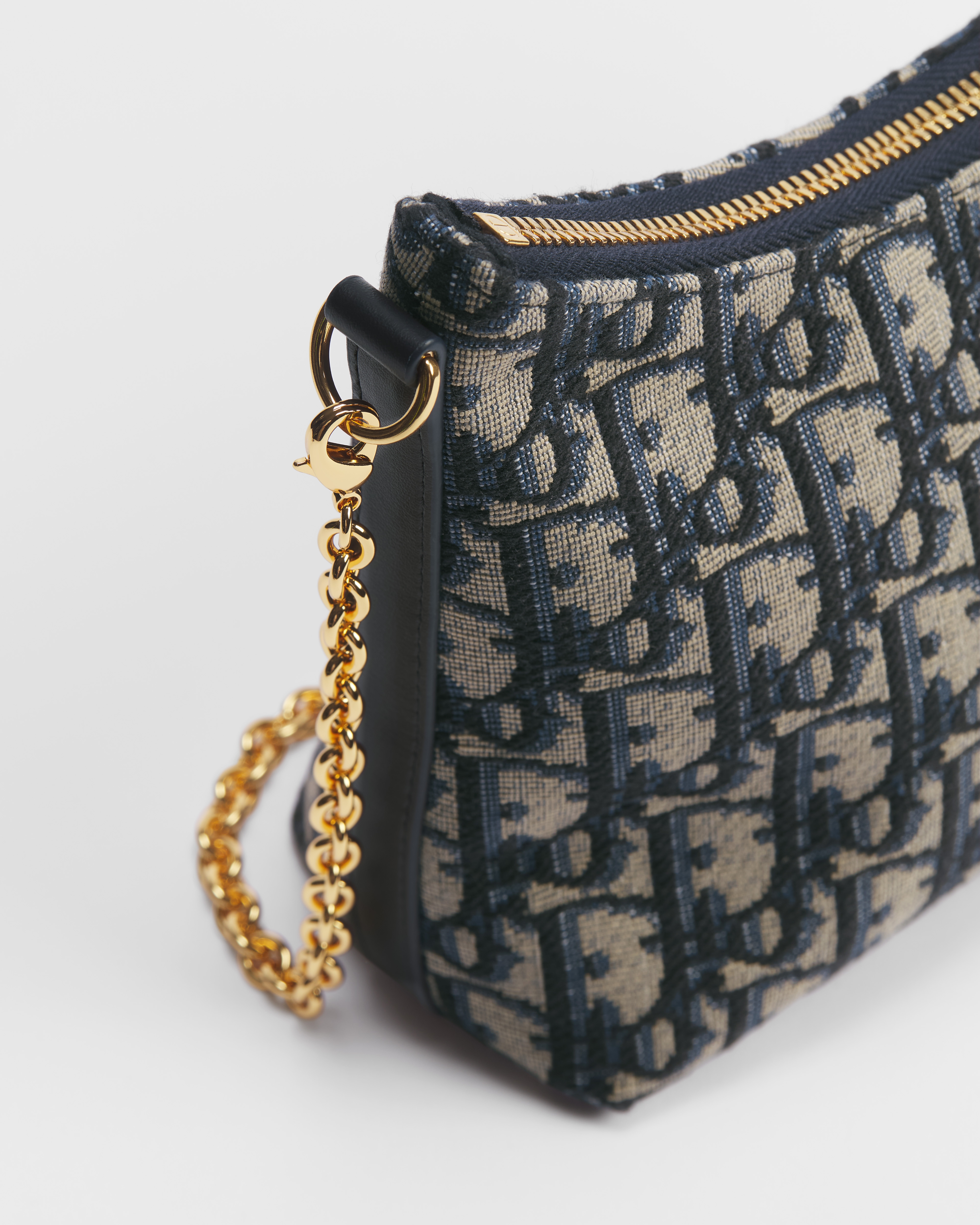 30 Montaigne Diorling Mini Bag with Chain Blue Dior Oblique Jacquard E11