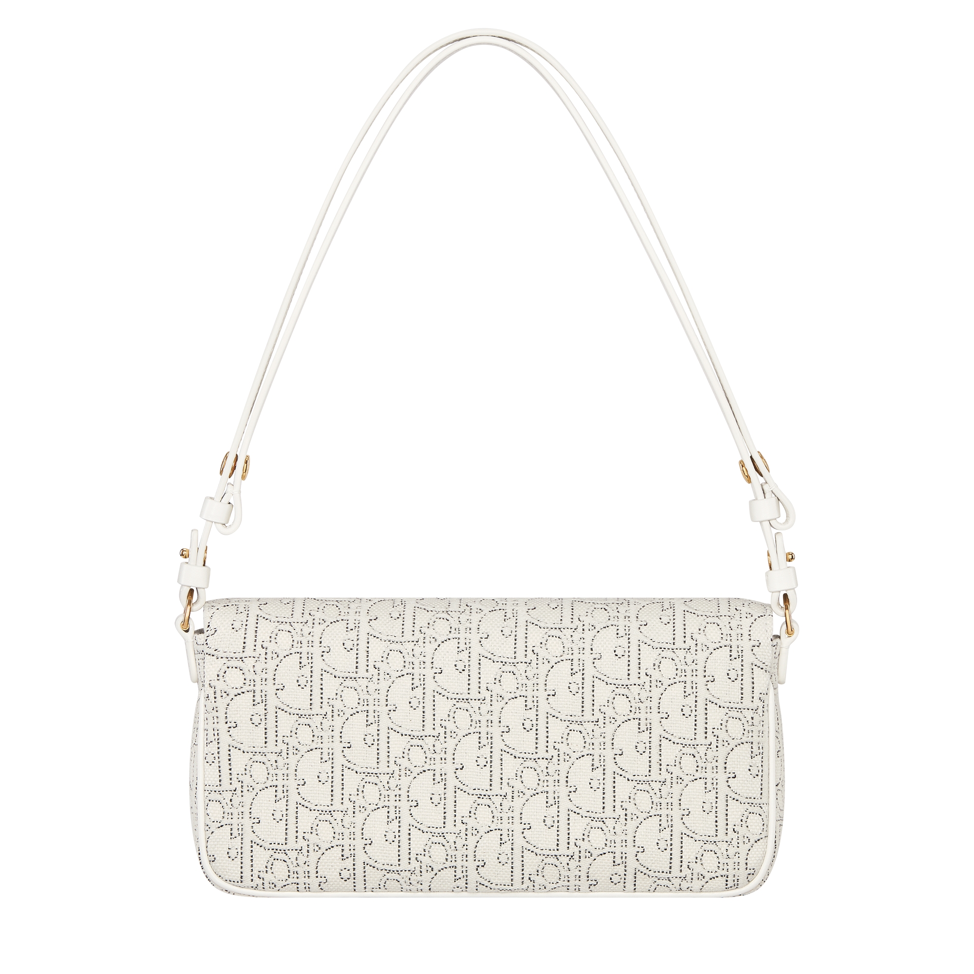 30 Montaigne D-Vine Pouch with Chain White Dior Oblique Jacquard with Contrasting Black Topstitching E08