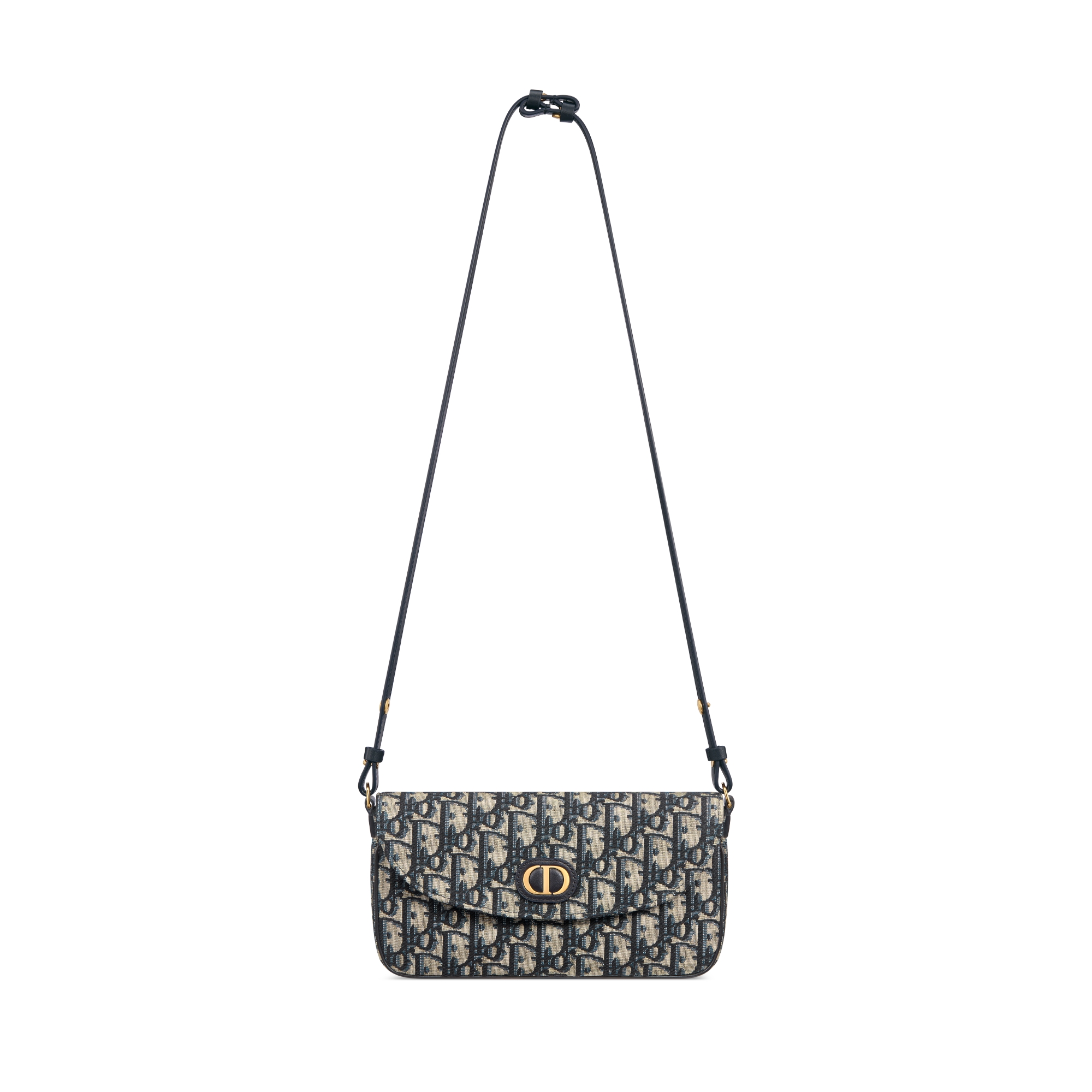 30 Montaigne D-Vine 附鏈帶手拿包 藍色 Dior Oblique 緹花 E07