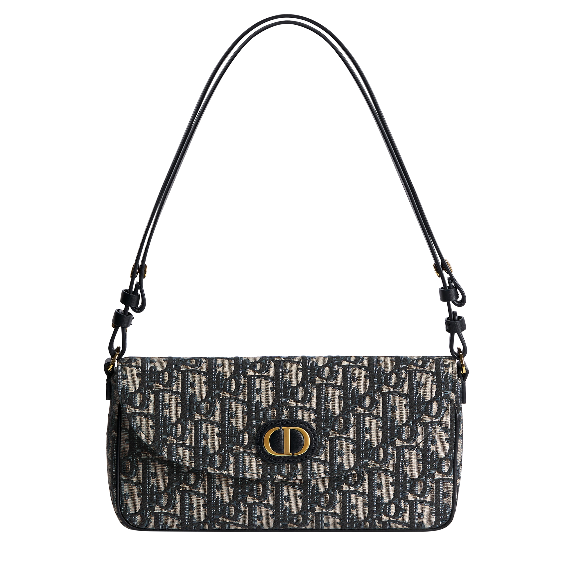 30 Montaigne D-Vine Pouch with Chain Blue Dior Oblique Jacquard E07