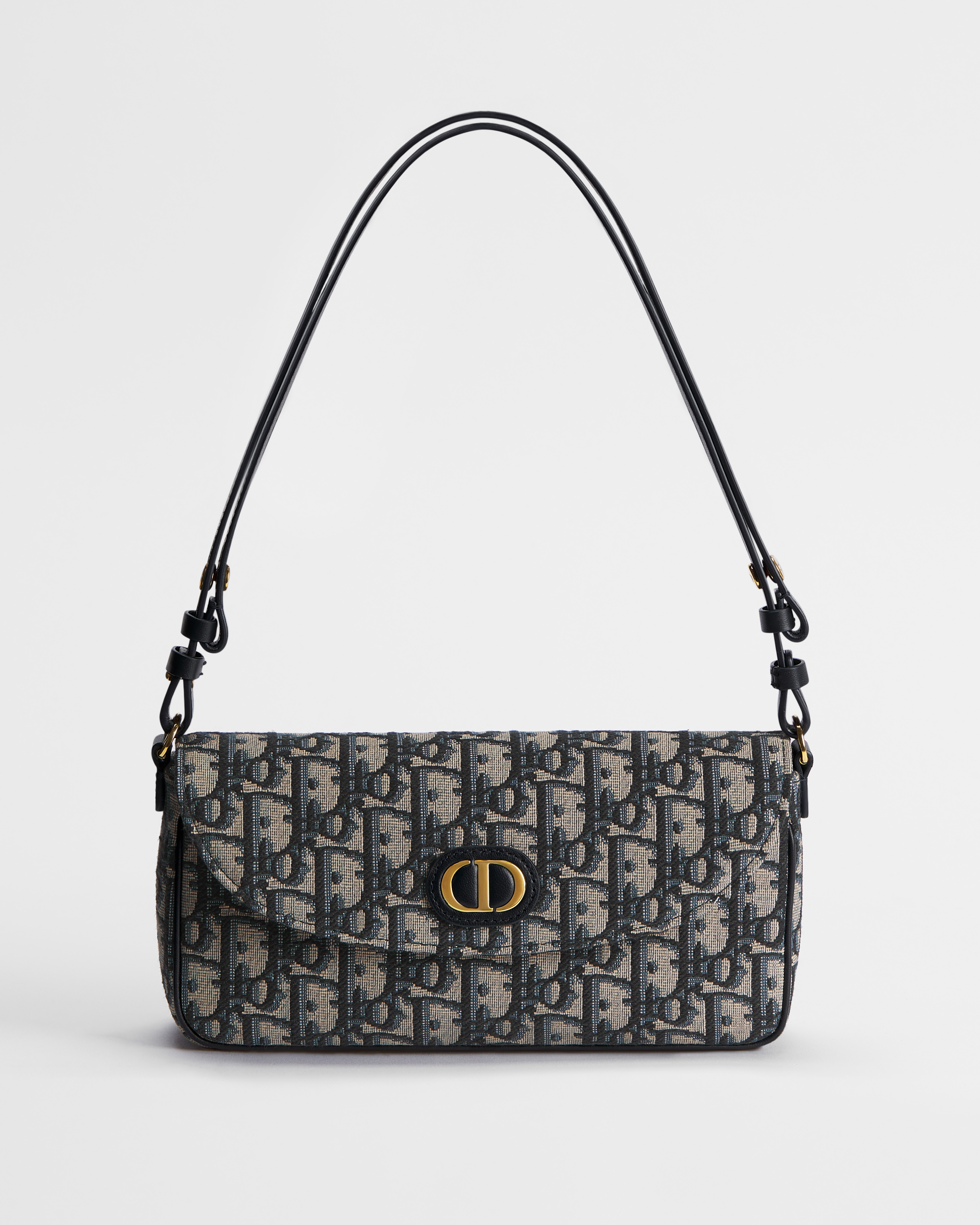 30 Montaigne D-Vine 附鏈帶手拿包 藍色 Dior Oblique 緹花 E07