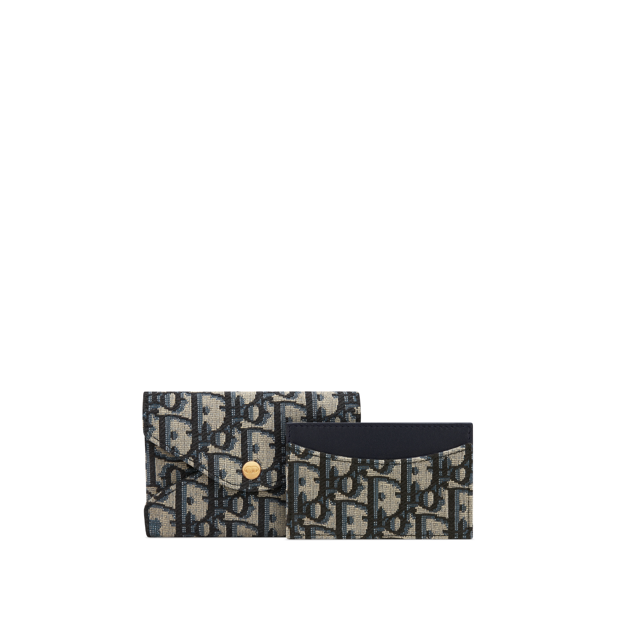 DiorTravel Harebell Card Holder Blue Dior Oblique Jacquard E09