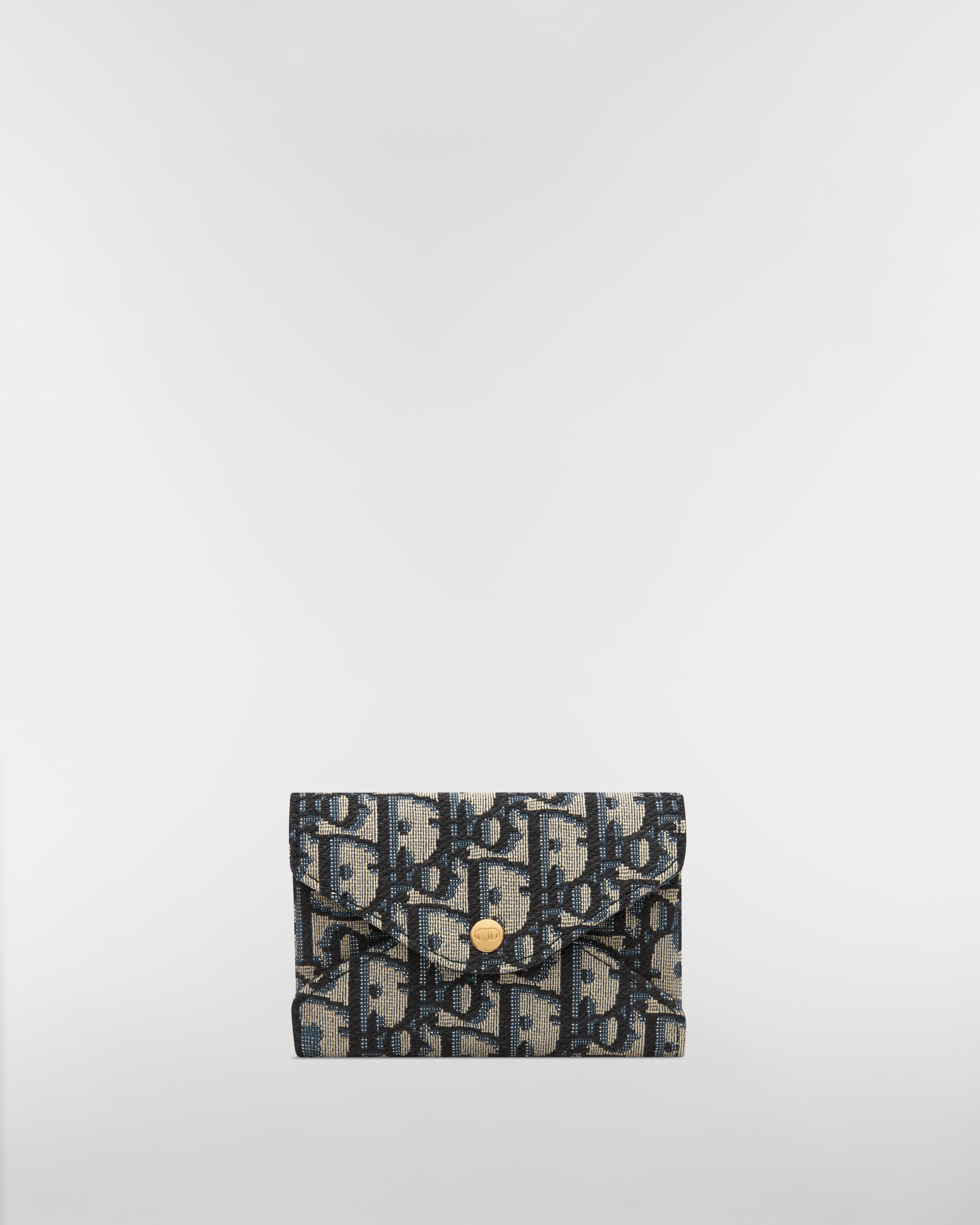 DiorTravel Harebell Card Holder Blue Dior Oblique Jacquard E01