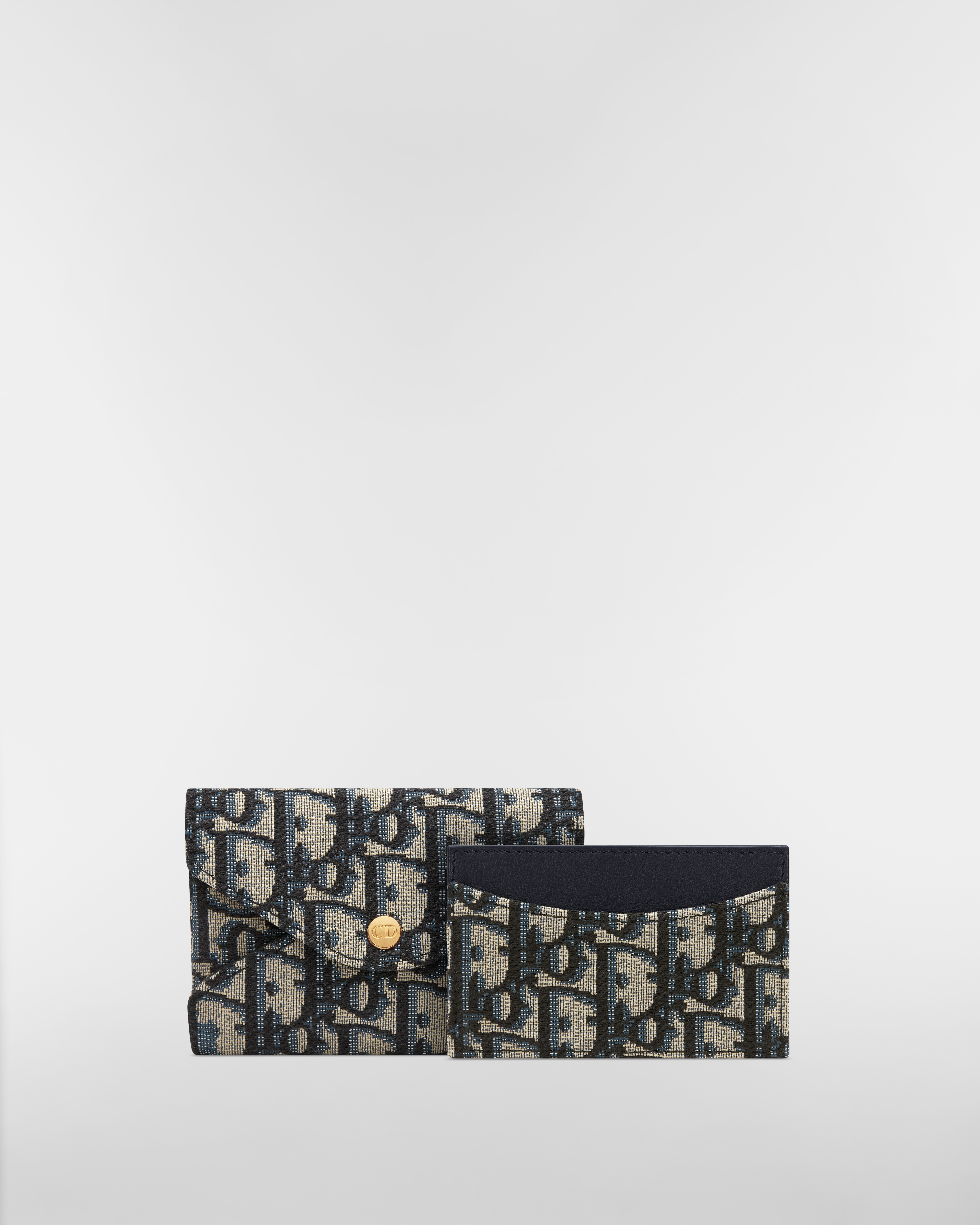 DiorTravel Harebell Card Holder Blue Dior Oblique Jacquard E09