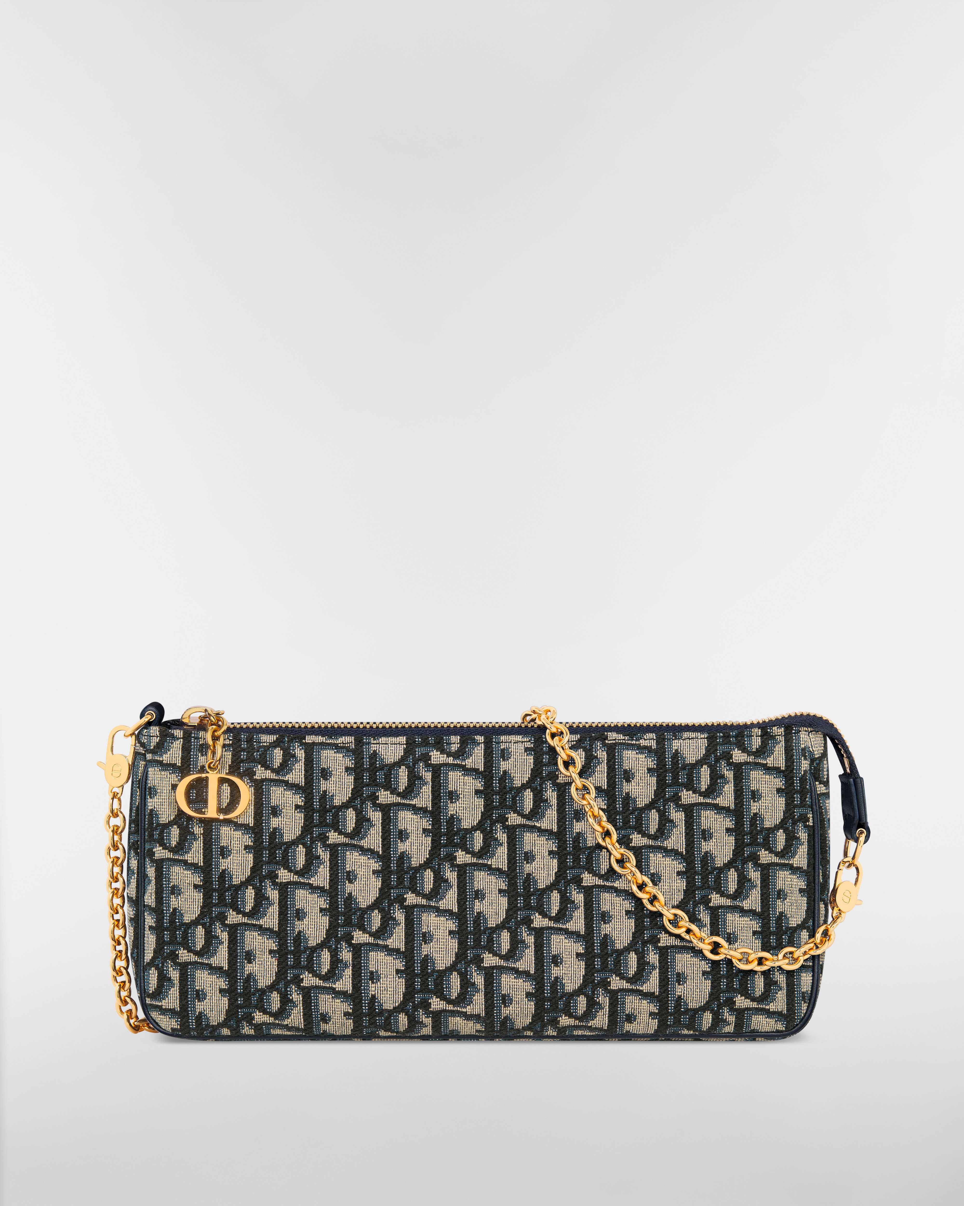 30 Montaigne 附鏈帶手拿包 藍色 Dior Oblique 緹花 E01