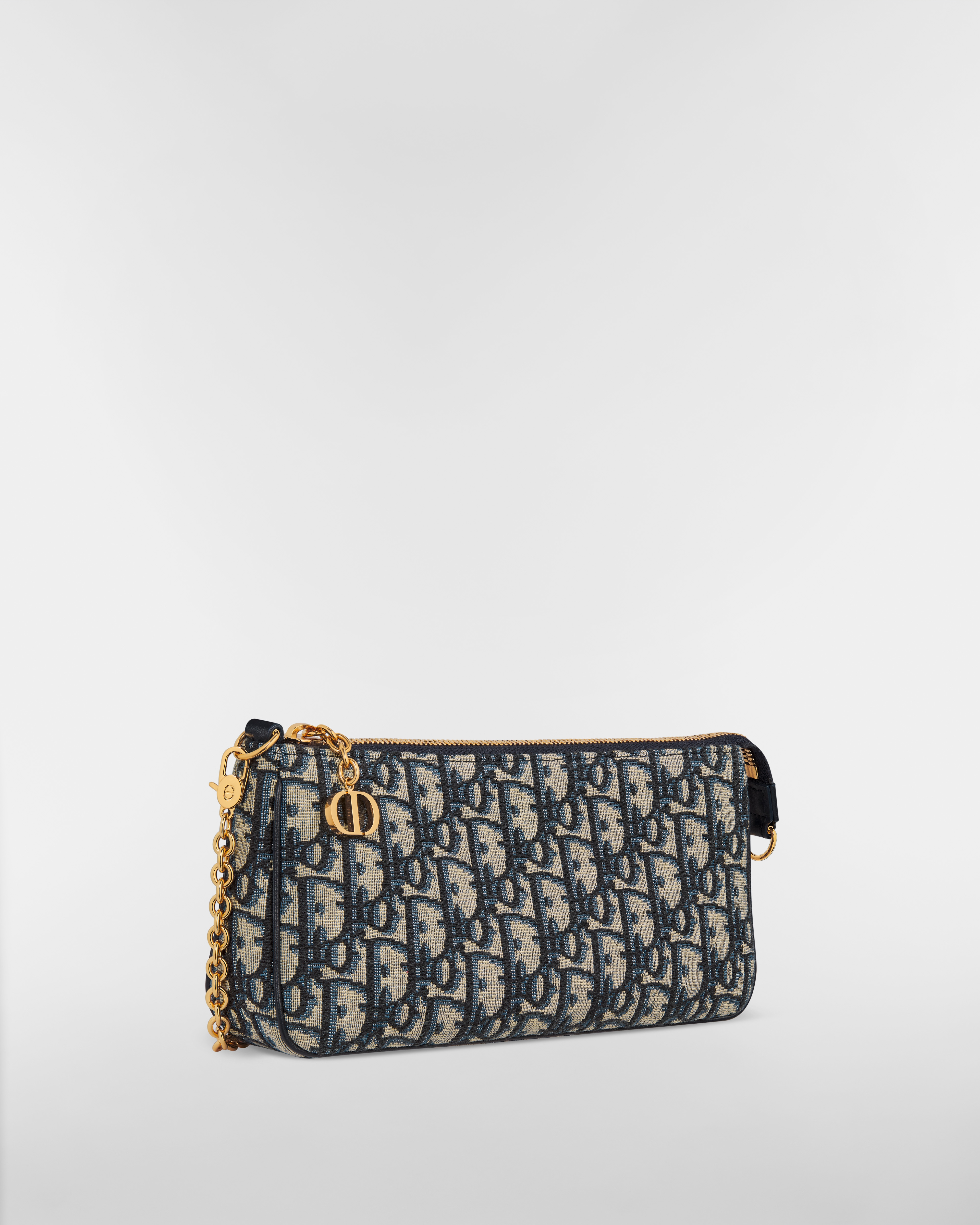 30 Montaigne 附鏈帶手拿包 藍色 Dior Oblique 緹花 E03