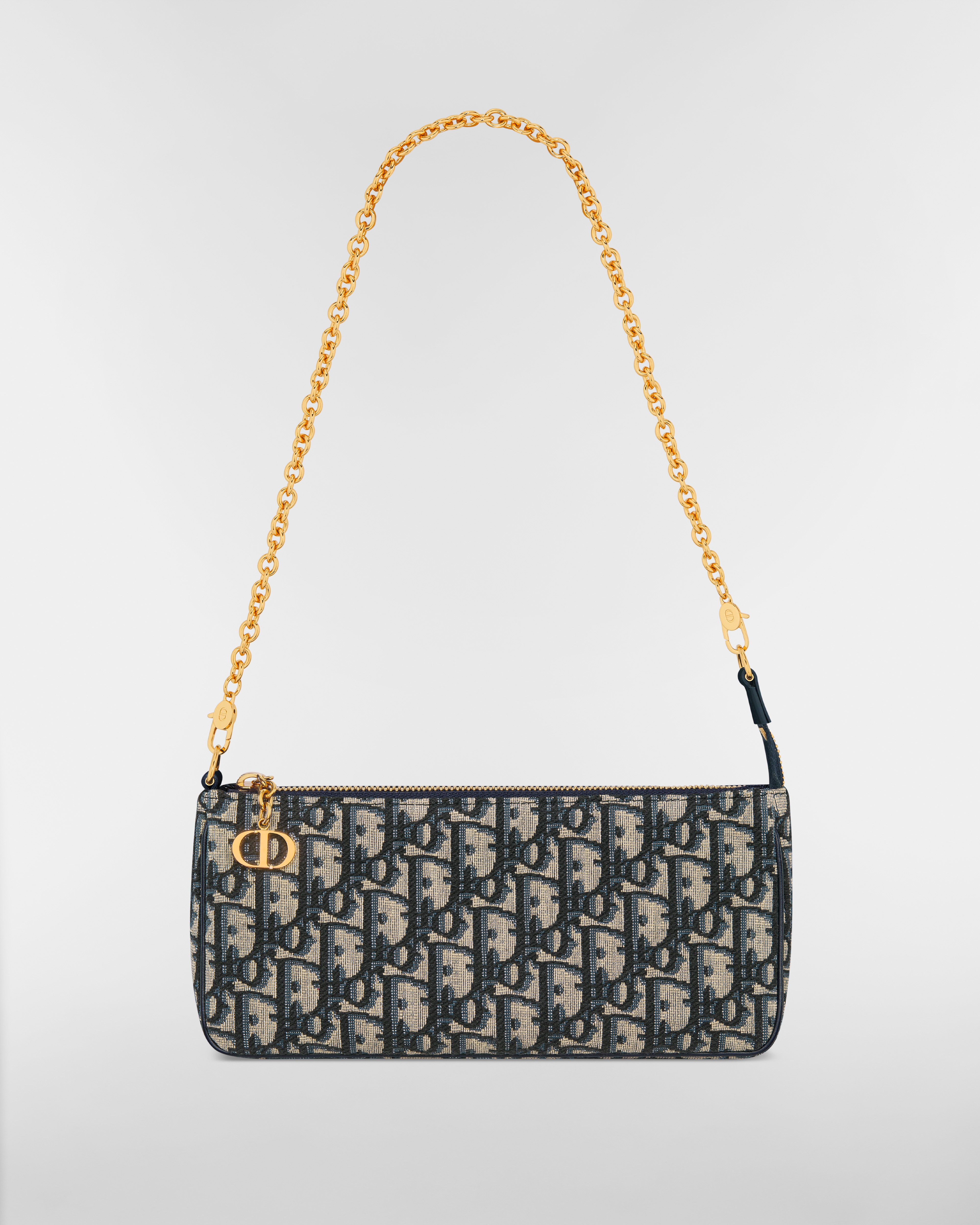 30 Montaigne 附鏈帶手拿包 藍色 Dior Oblique 緹花 E07