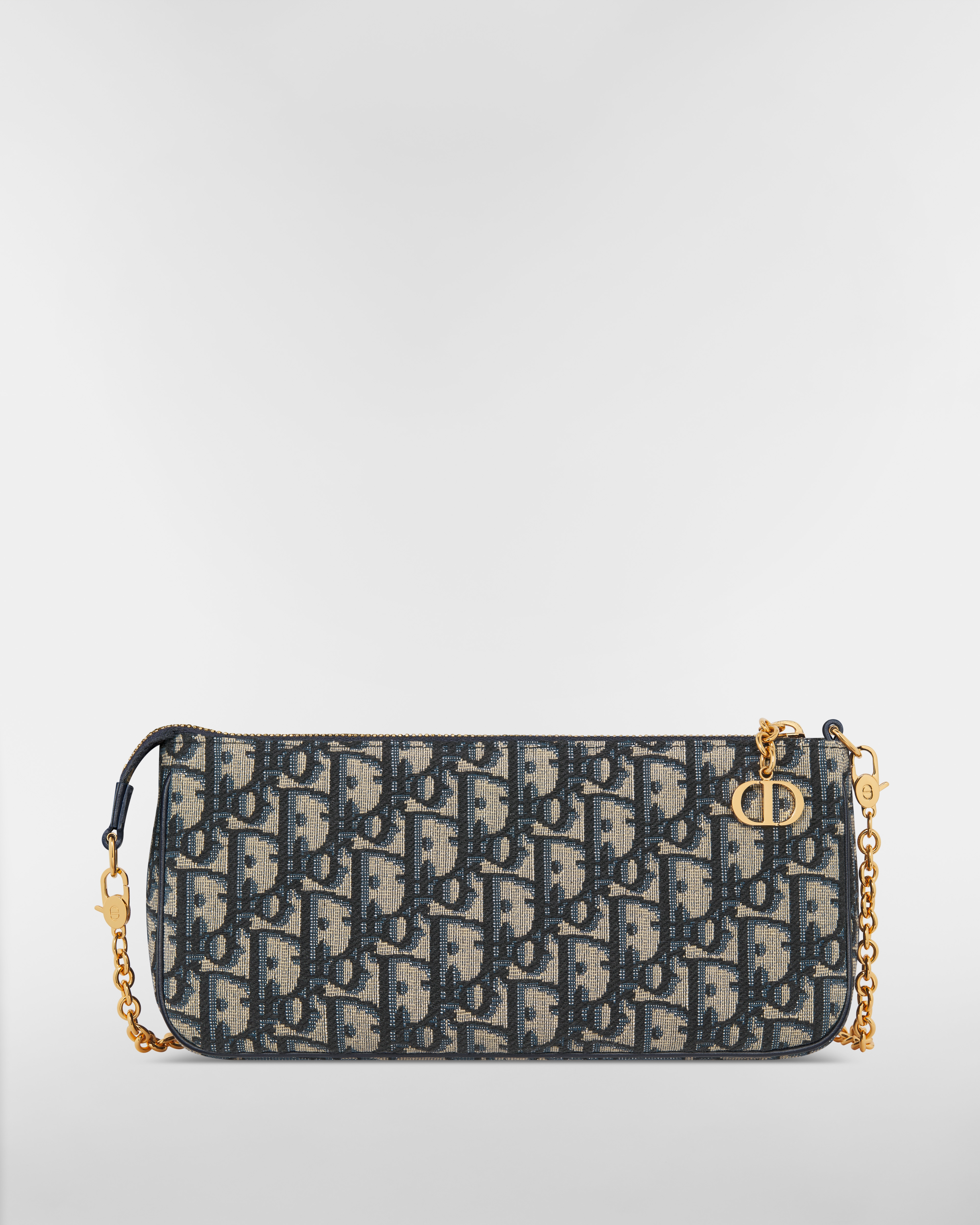 30 Montaigne 附鏈帶手拿包 藍色 Dior Oblique 緹花 E08