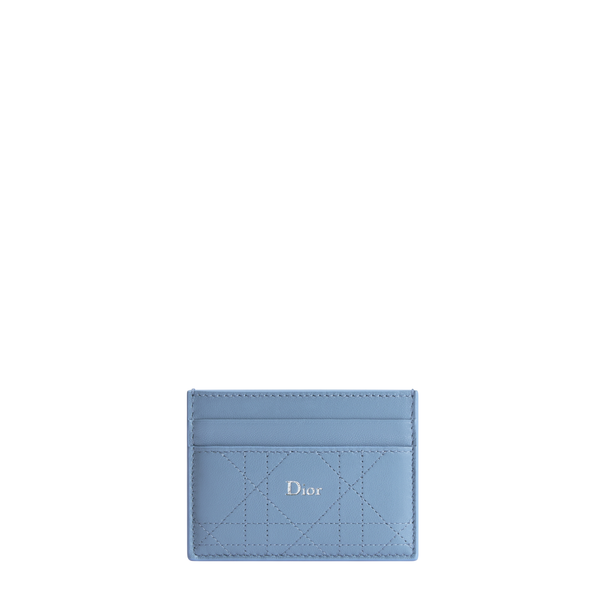 Dior Trianon Freesia Card Holder Bleu Myosotis Flat Cannage