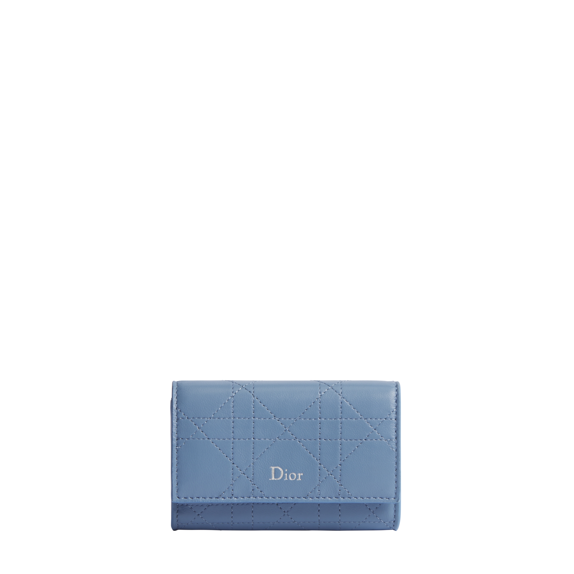 Dior Trianon Glycine Wallet Bleu Myosotis Flat Cannage Lambskin | DIOR