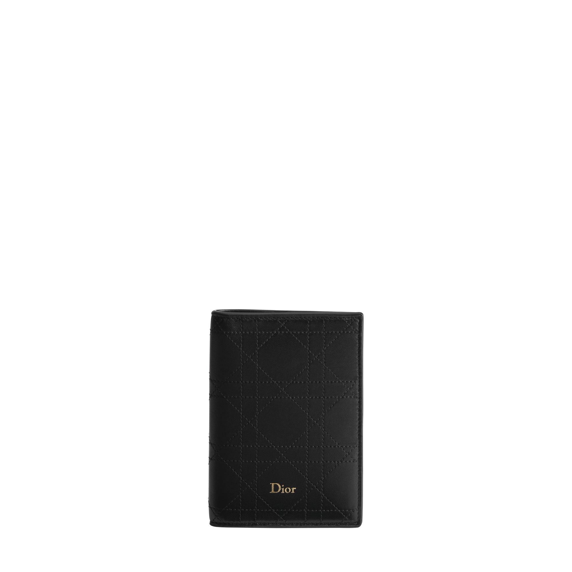 Dior Trianon Passport Cover Black Flat Macrocannage Lambskin | DIOR