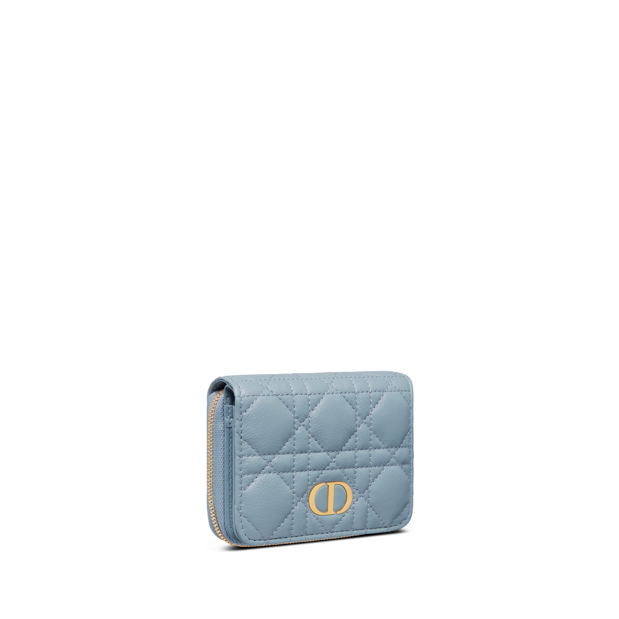 Dior Caro Scarlet Portemonnaie Weiches Cannage Kalbsleder in Wolkenblau E03