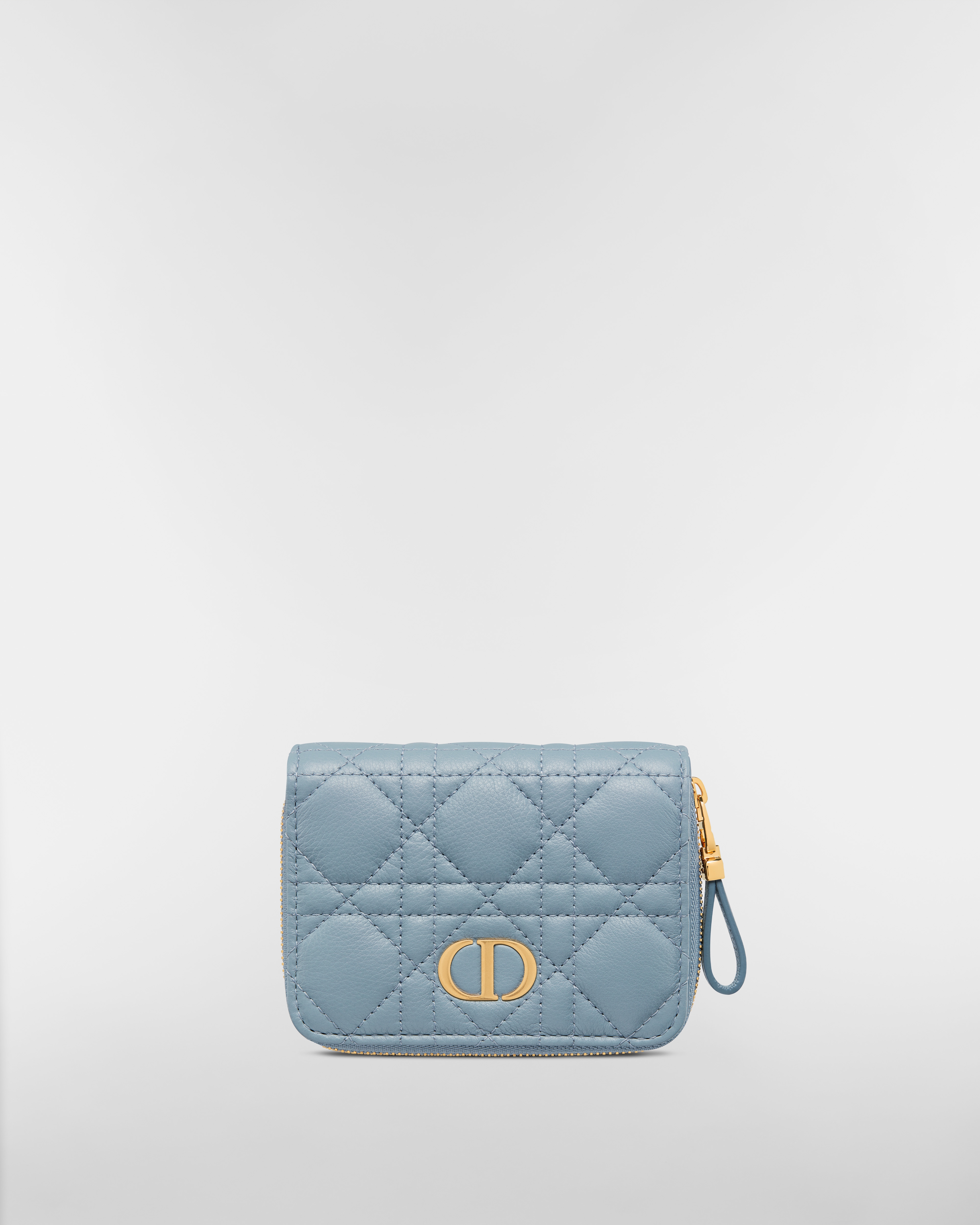 Dior Caro Scarlet Wallet Cloud Blue Supple Cannage Calfskin E01