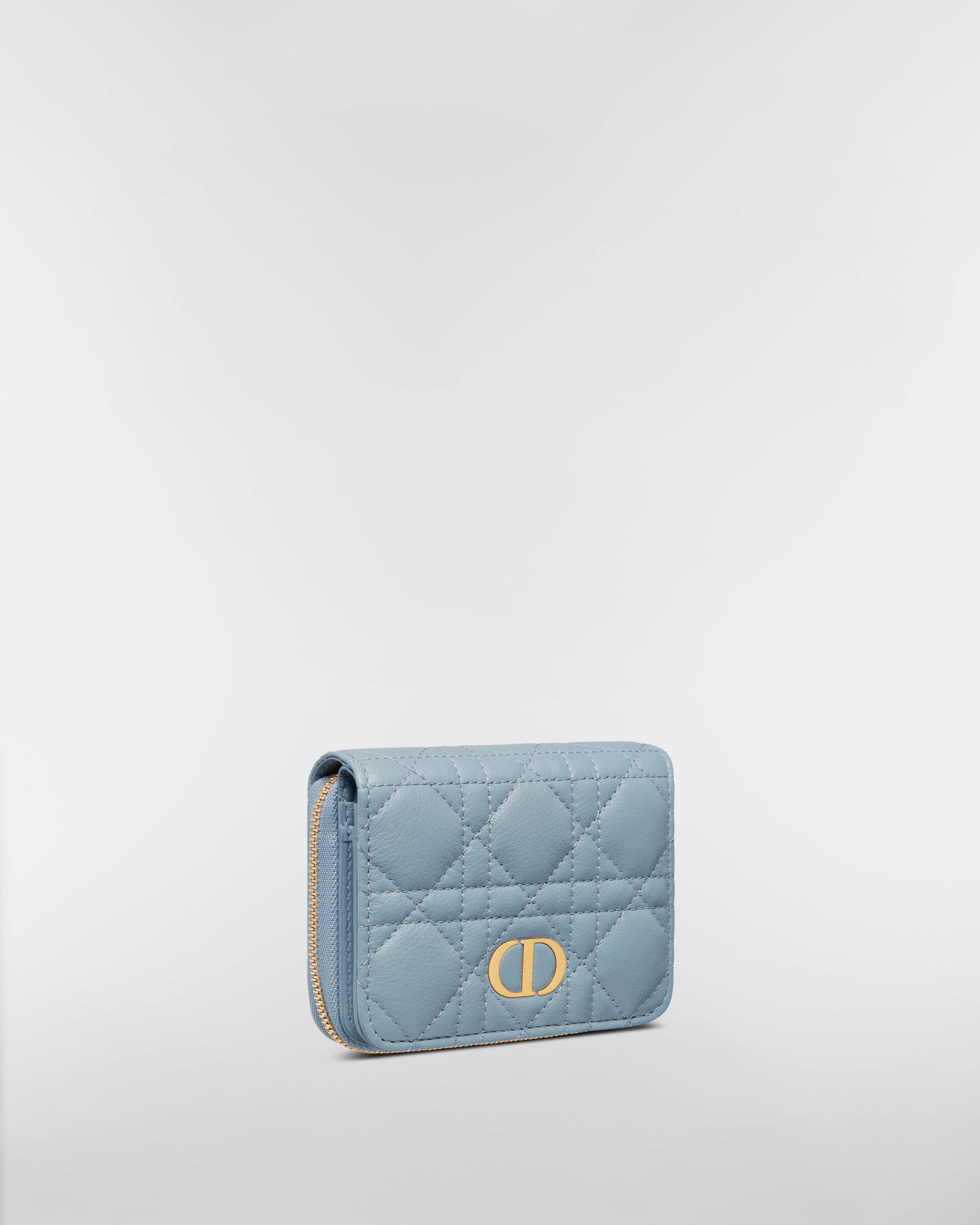 Dior Caro Scarlet Wallet Cloud Blue Supple Cannage Calfskin E03