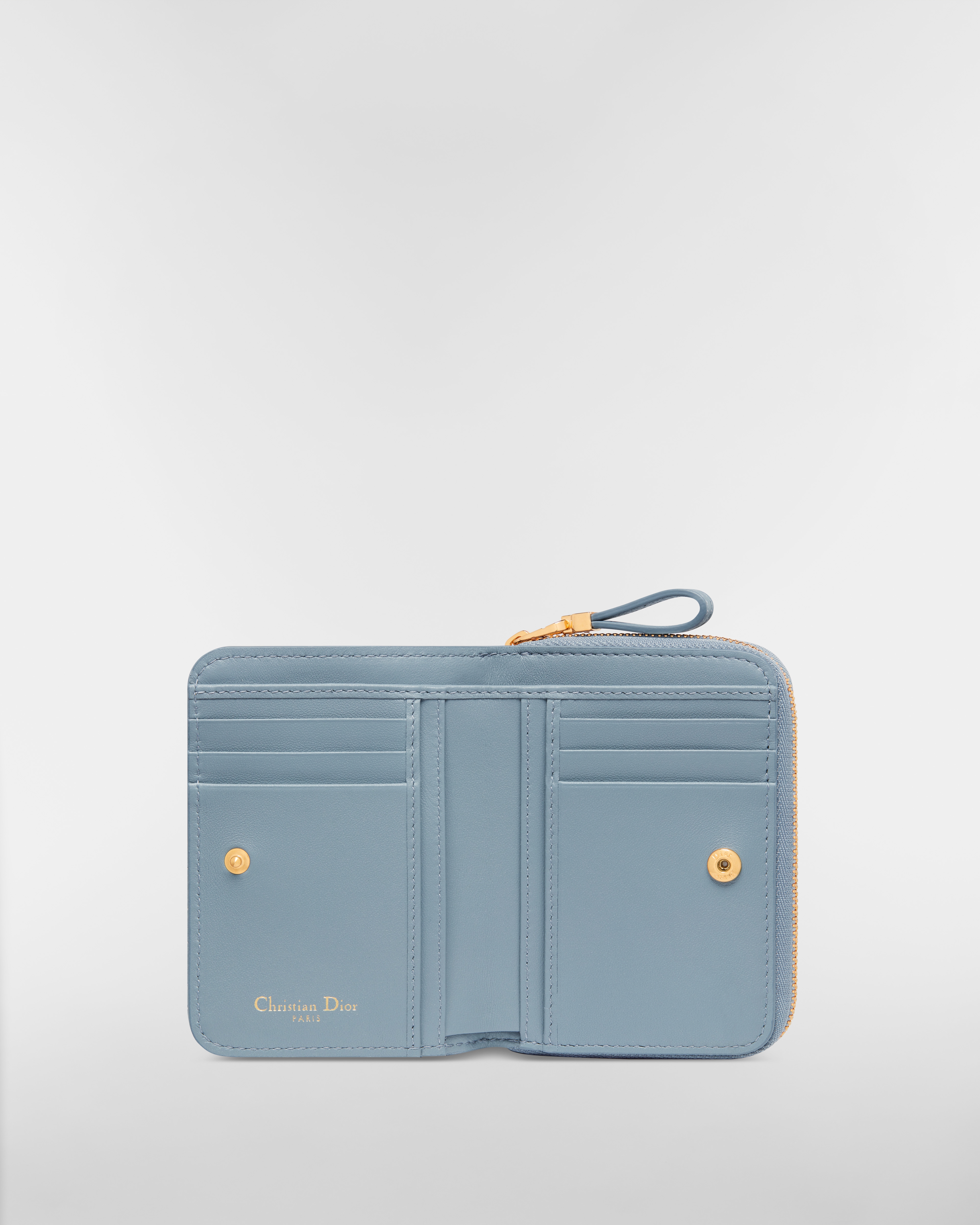 Dior Caro Scarlet Wallet Cloud Blue Supple Cannage Calfskin E07