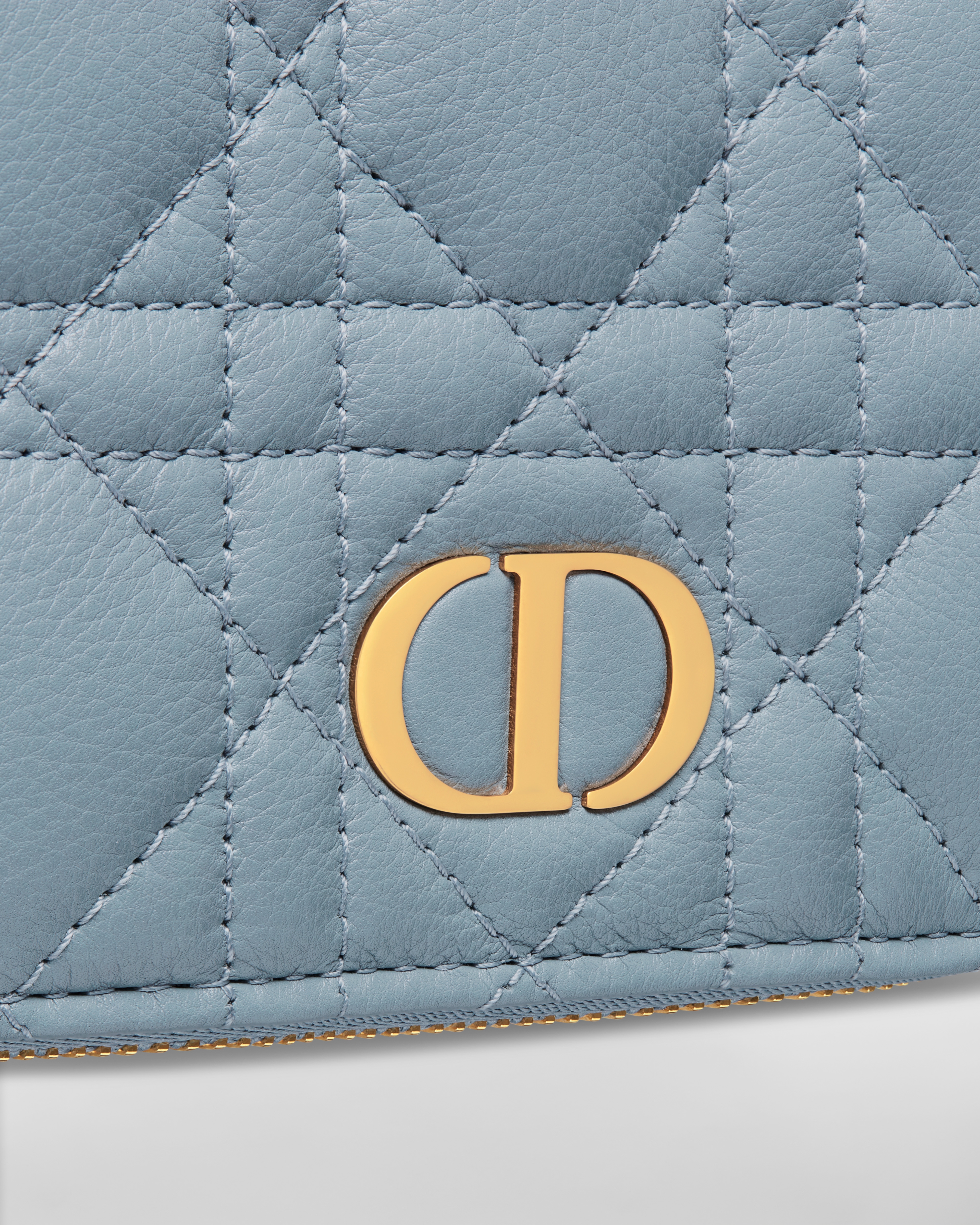 Dior Caro Scarlet Wallet Cloud Blue Supple Cannage Calfskin E09