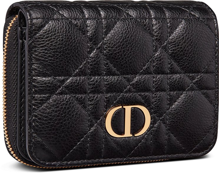 Dior Caro Scarlet Wallet Black Supple Cannage Calfskin DIOR