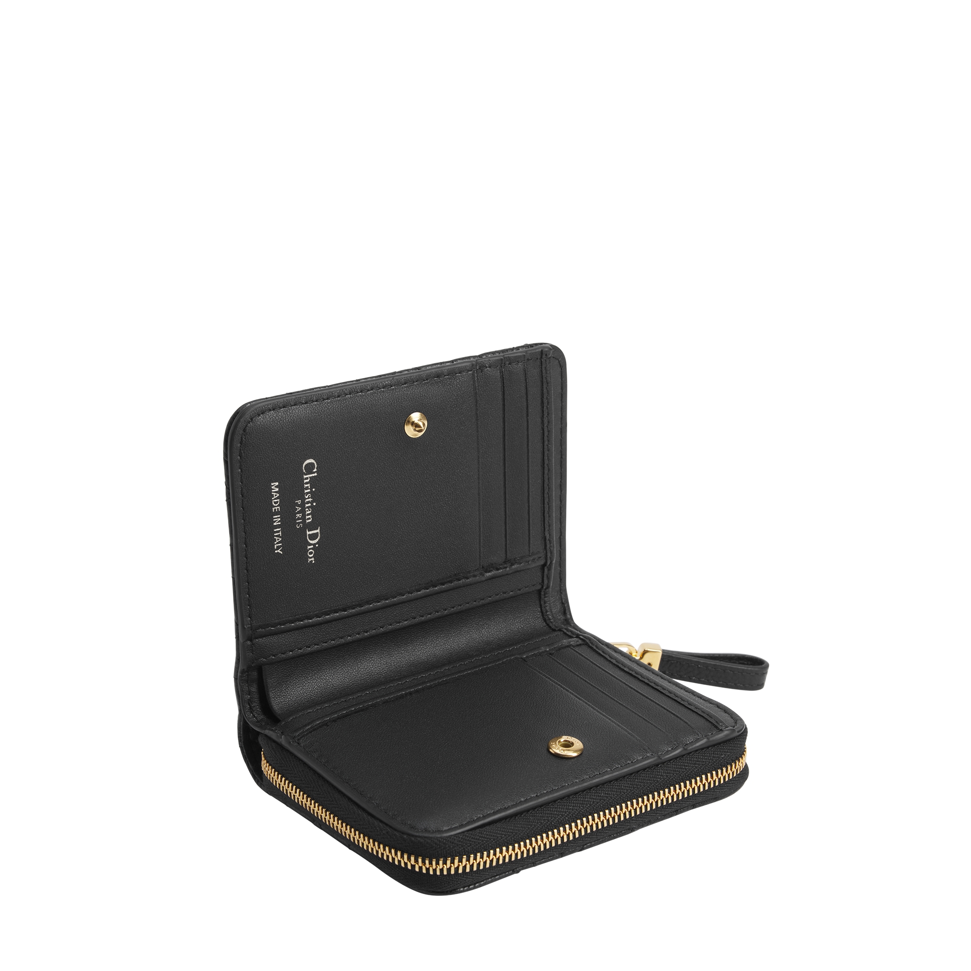 Dior Caro Scarlet Wallet Black Supple Cannage Calfskin E03