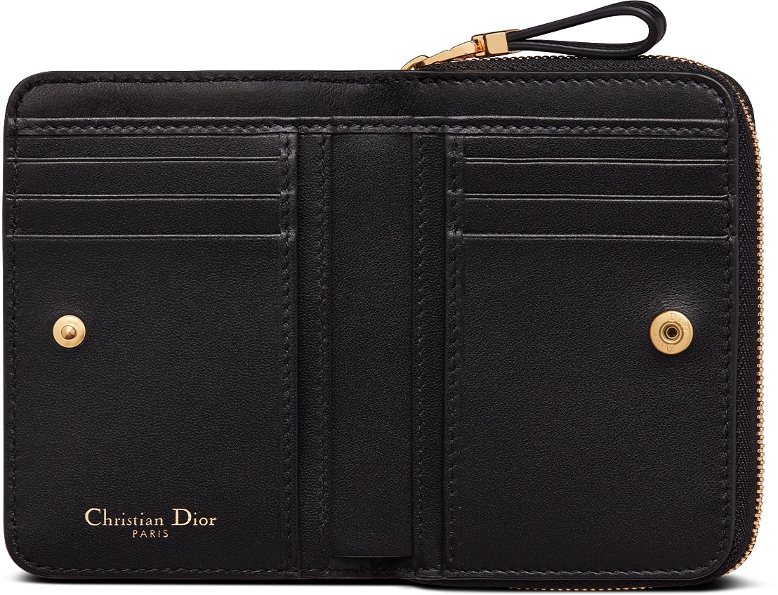 Dior Caro Scarlet Wallet Black Supple Cannage Calfskin | DIOR