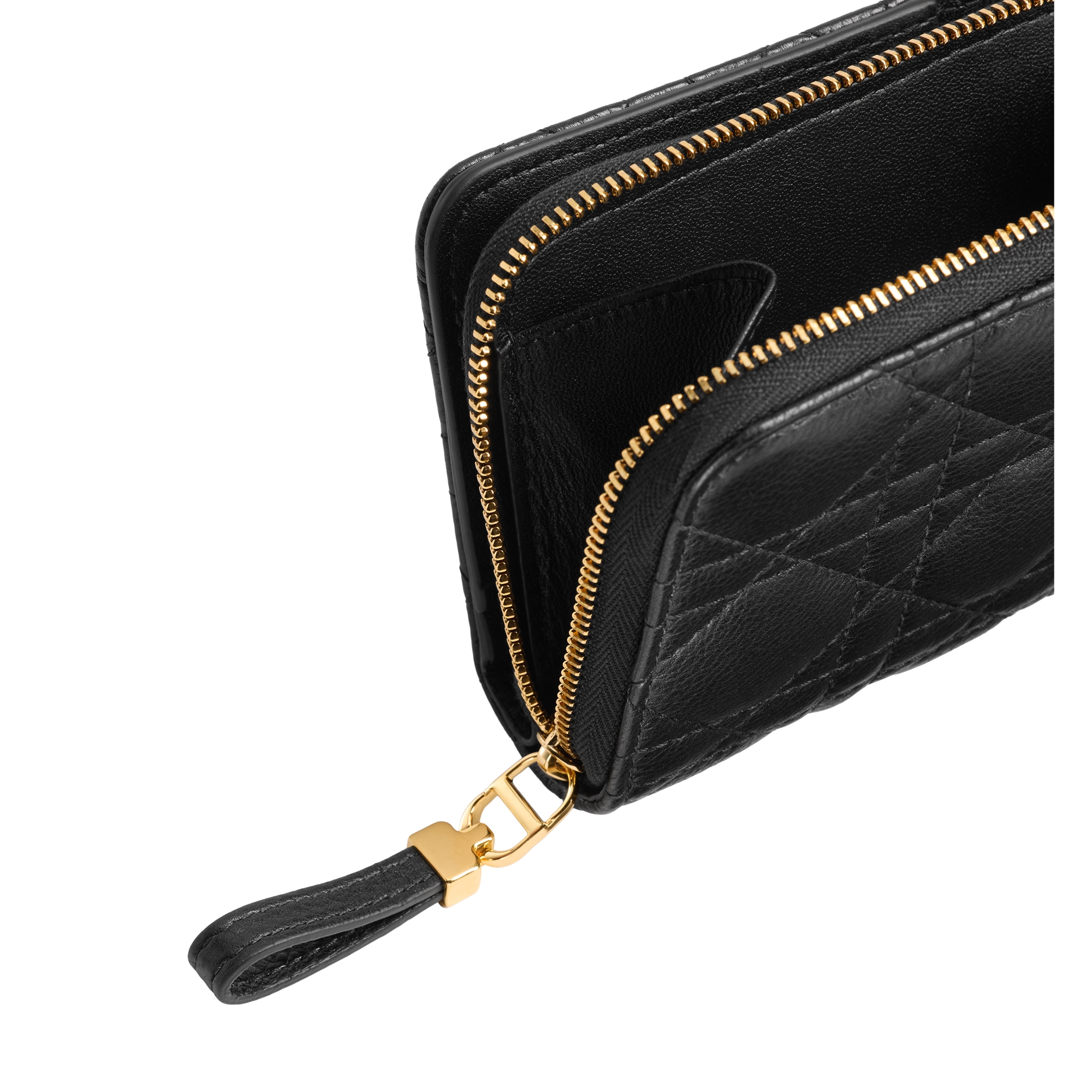 Dior Caro Scarlet Wallet Black Supple Cannage Calfskin E10