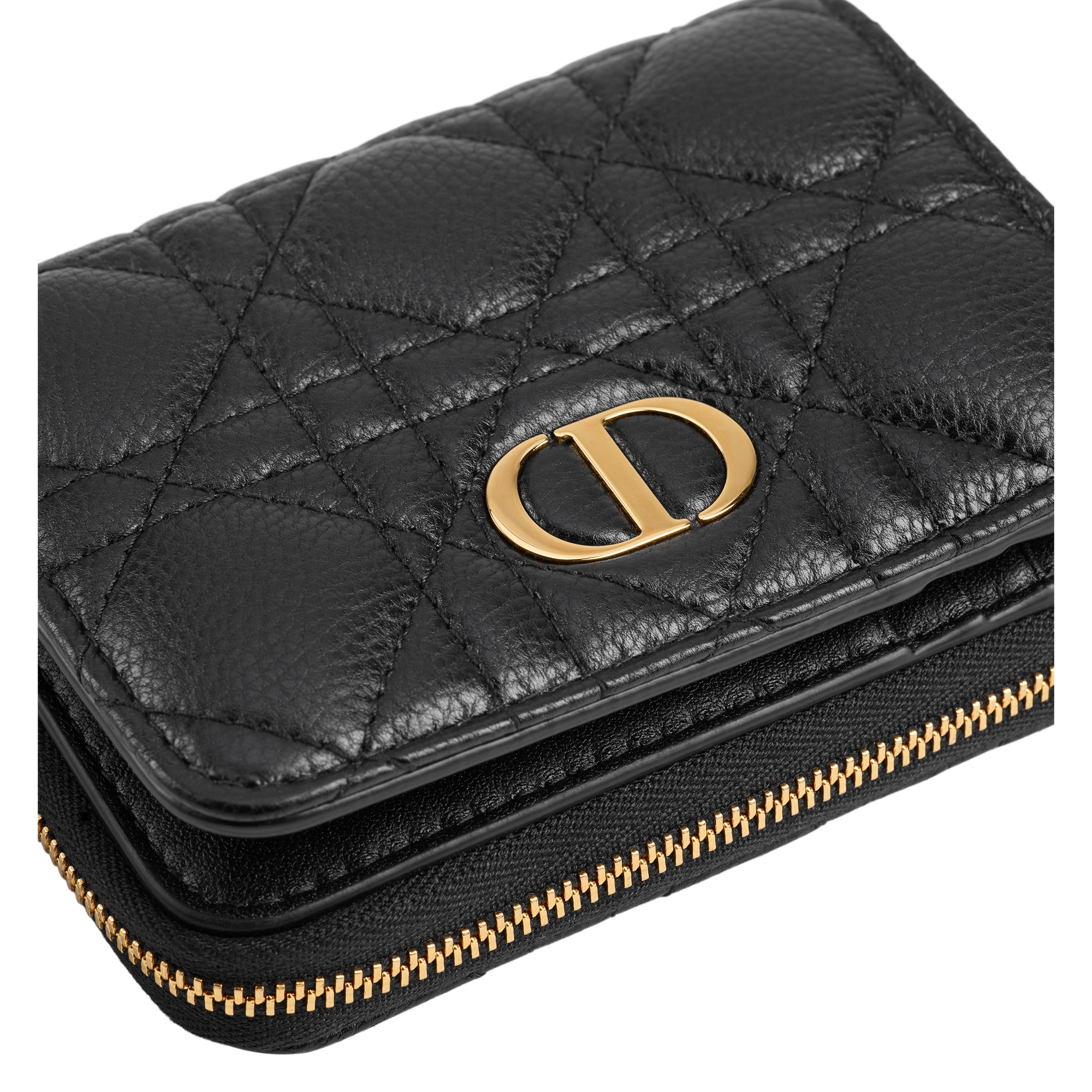 Dior Caro Scarlet Wallet Black Supple Cannage Calfskin E12