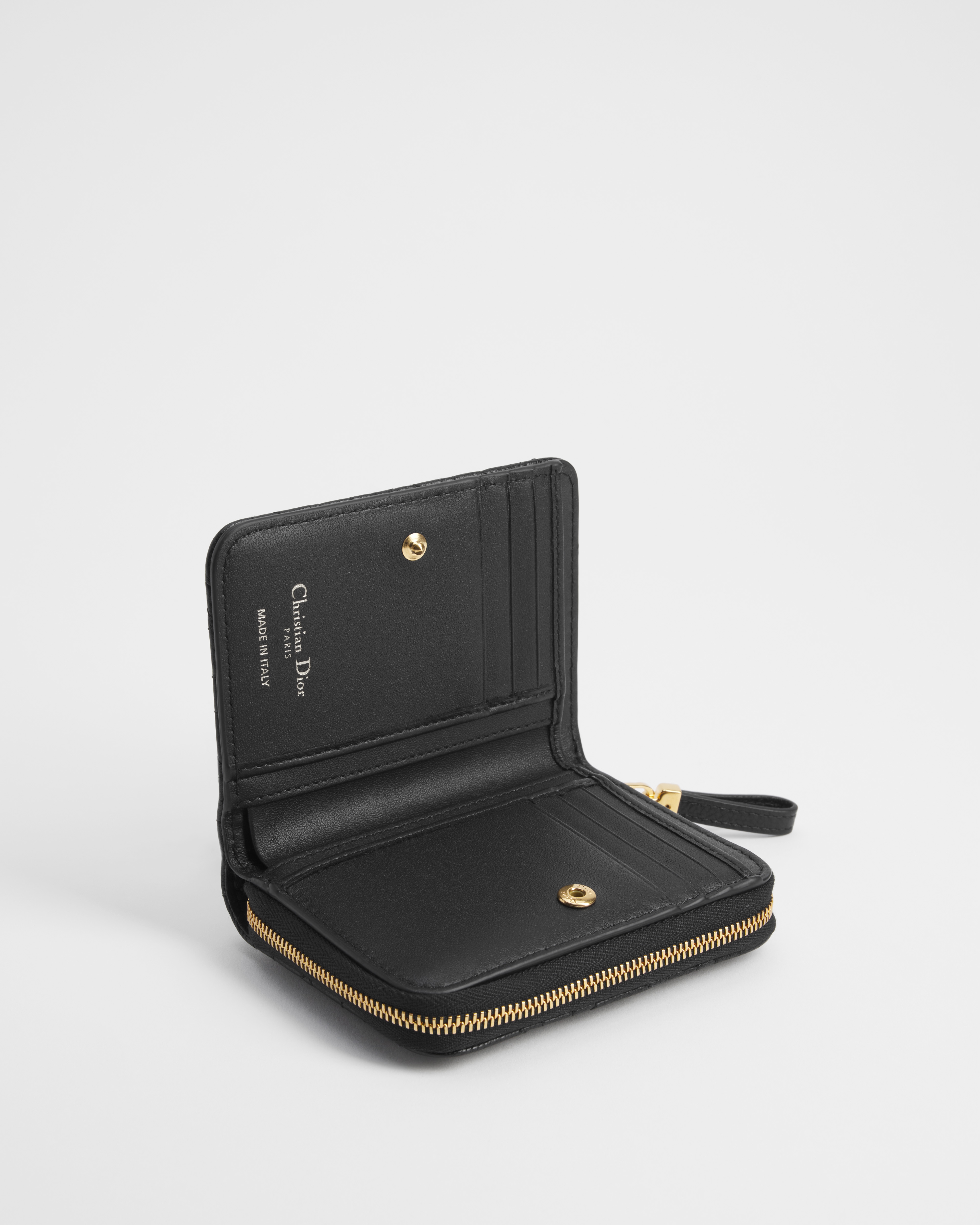 Dior Caro Scarlet Wallet Black Supple Cannage Calfskin E03