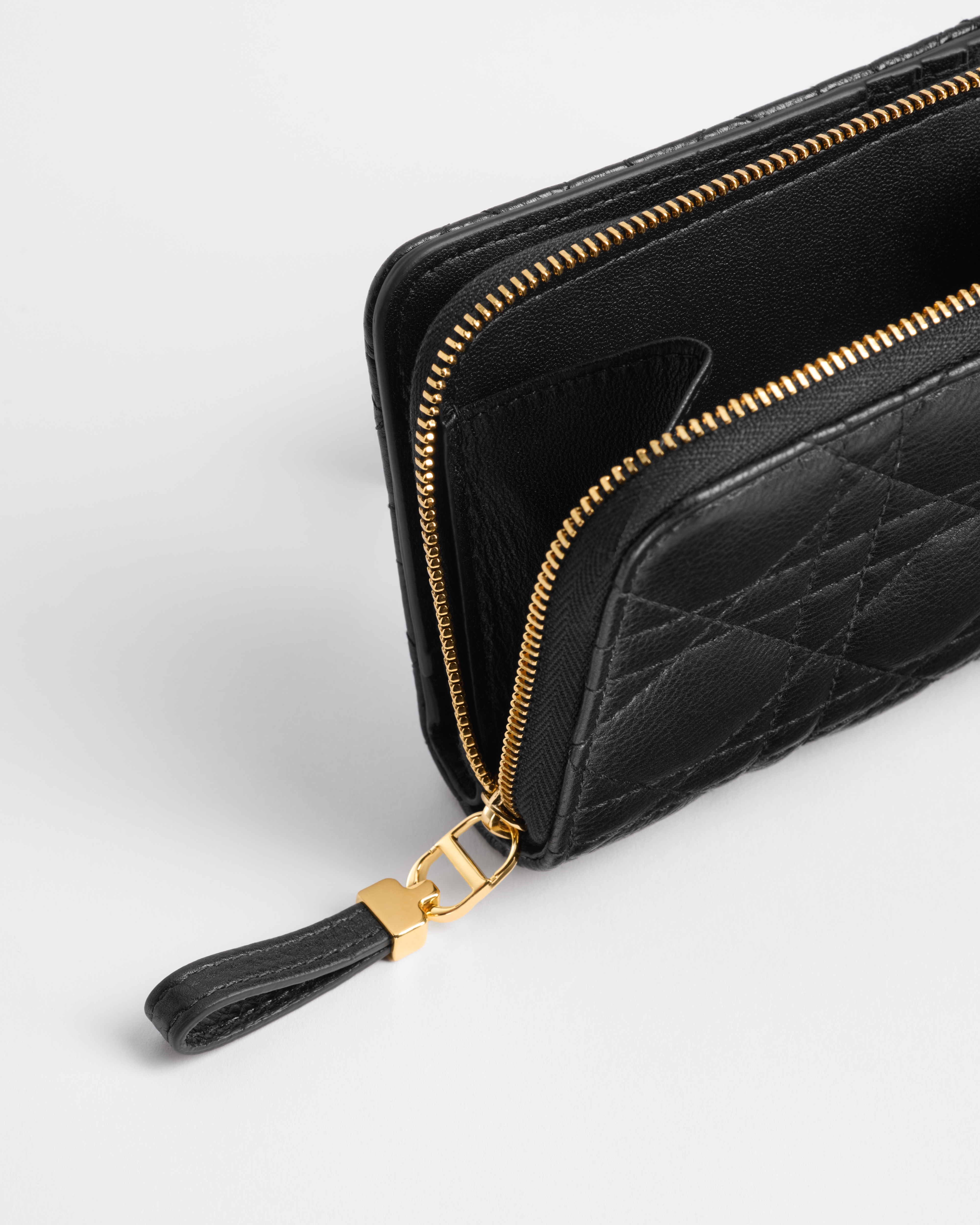 Dior Caro Scarlet Wallet Black Supple Cannage Calfskin E10