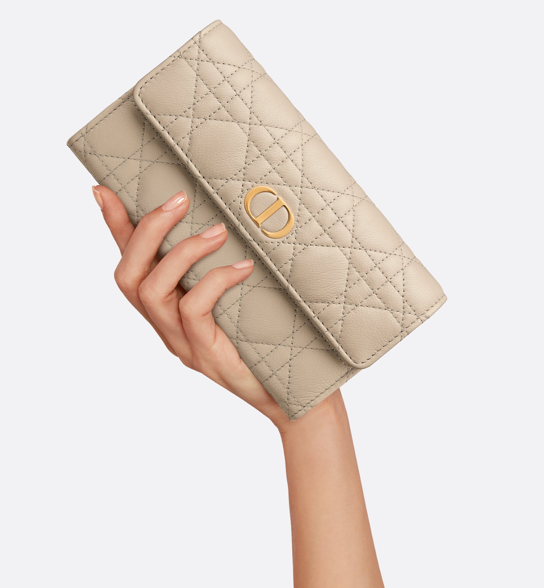 Dior Caro Orchid Long Wallet Sand-Colored Supple Cannage Dior Caro Orchid Long Wallet Sand-Colored Supple Cannage