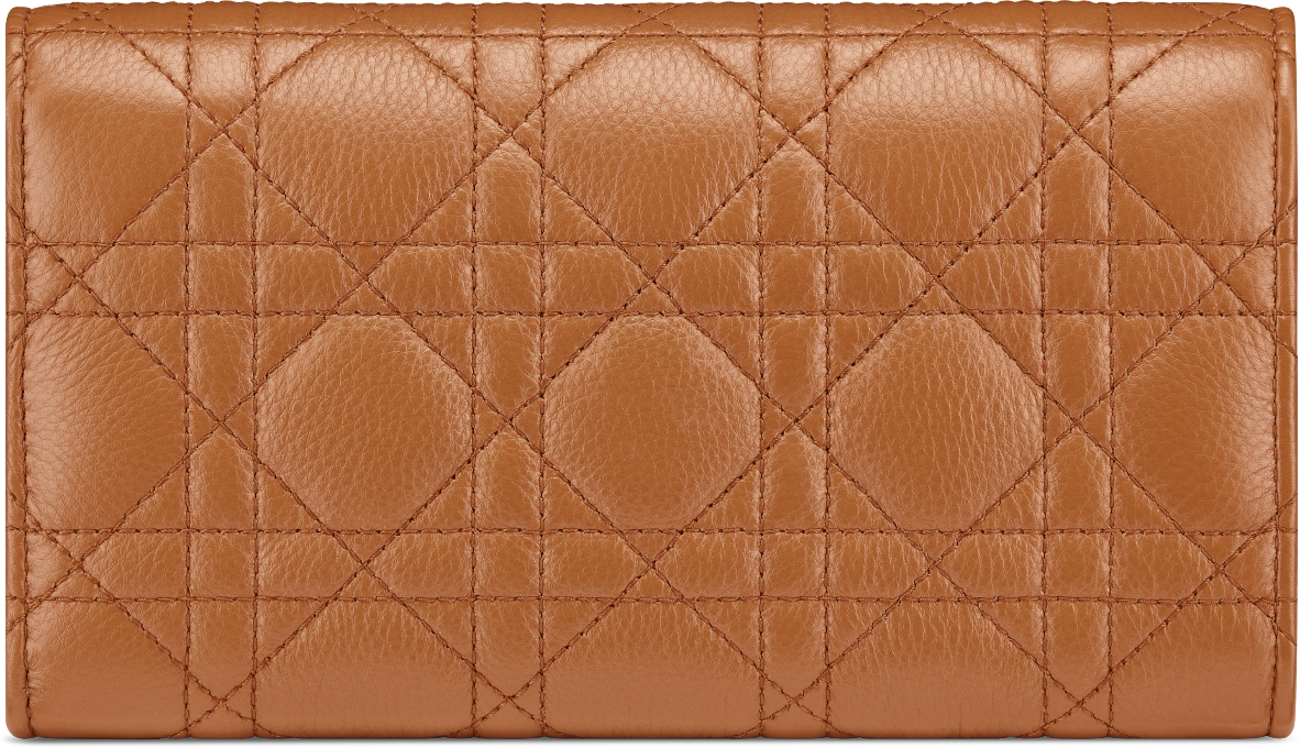 Dior Caro Orchid Long Wallet Dark Brandy Supple Cannage Calfskin DIOR