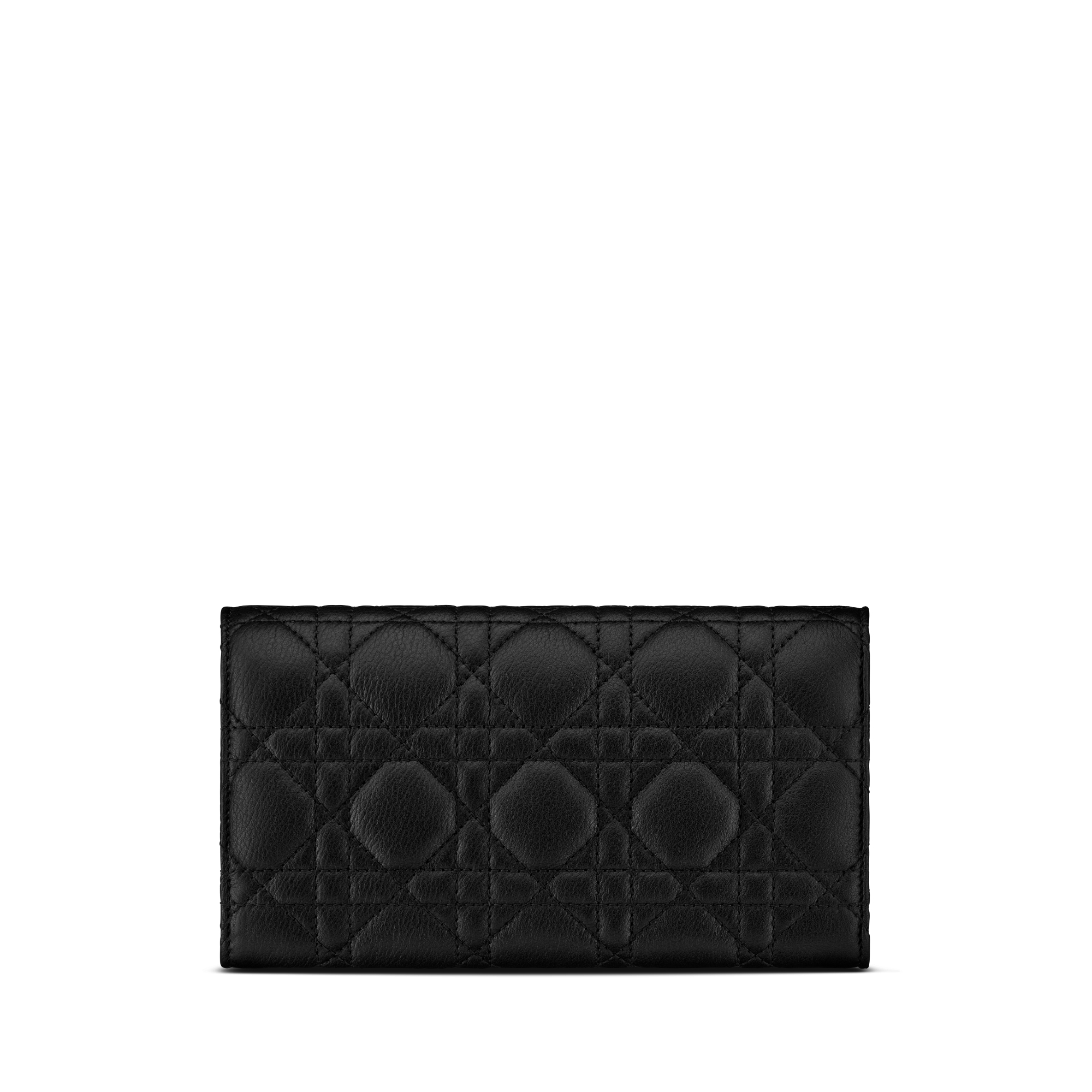 Langes Dior Caro Orchid Portemonnaie Weiches Cannage Kalbsleder in Schwarz E08