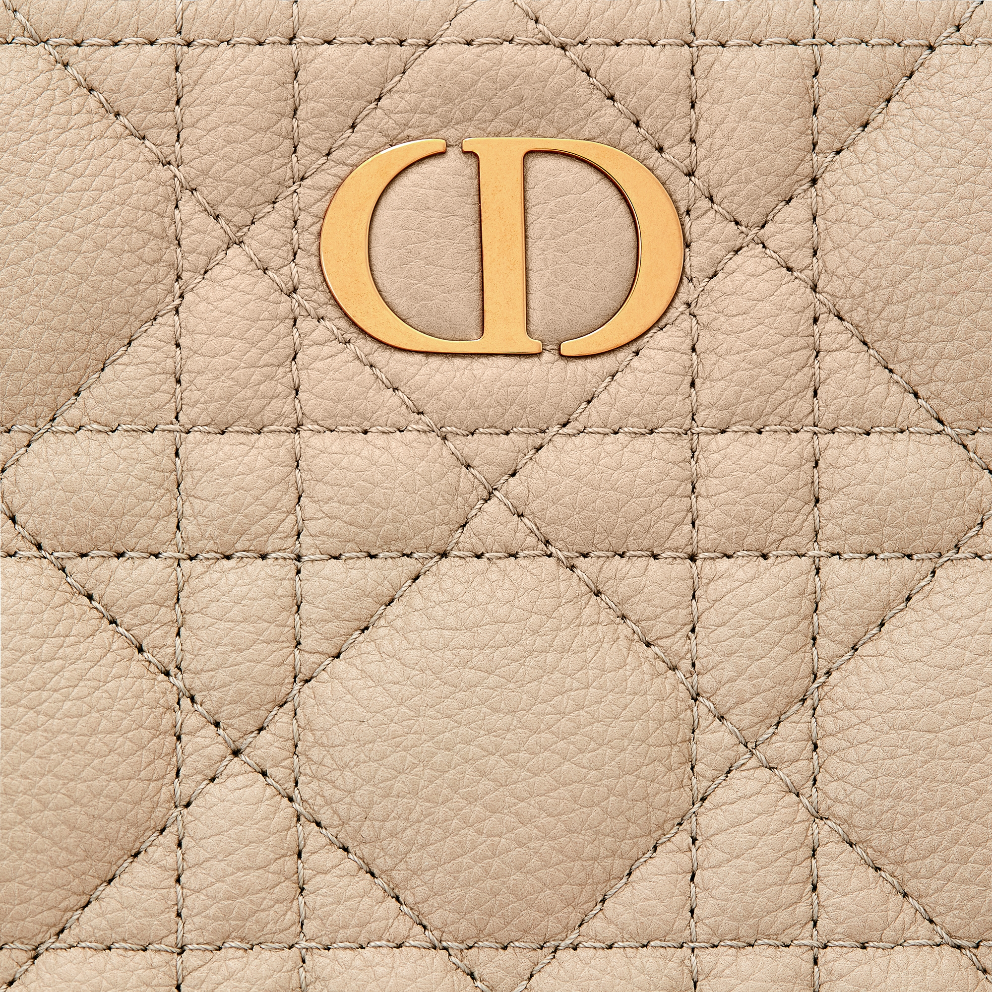Large Dior Caro Daily Pouch Sand-Colored Supple Cannage Calfskin E09