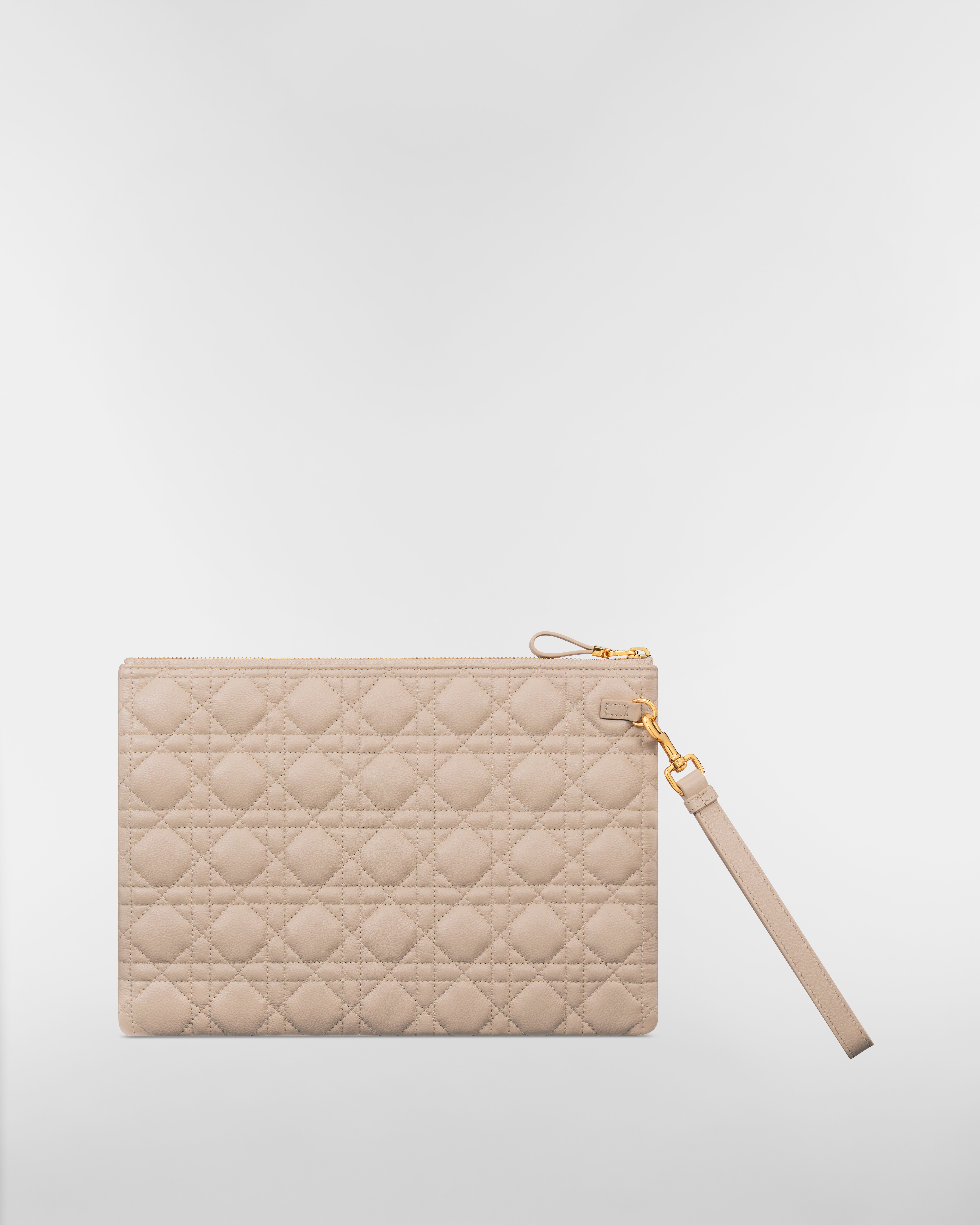 Dior Caro 라지 데일리 파우치 파우더 베이지 서플 까나쥬 송아지 가죽 E08