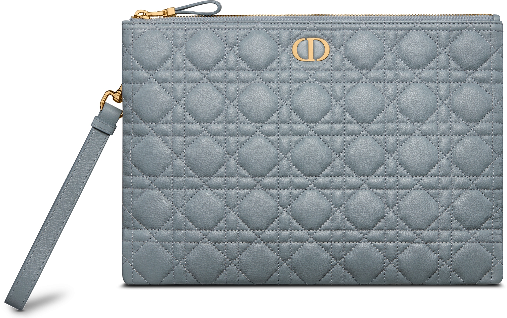 Dior Caro Orchid Long Wallet Cloud Blue Supple Cannage Calfskin DIOR