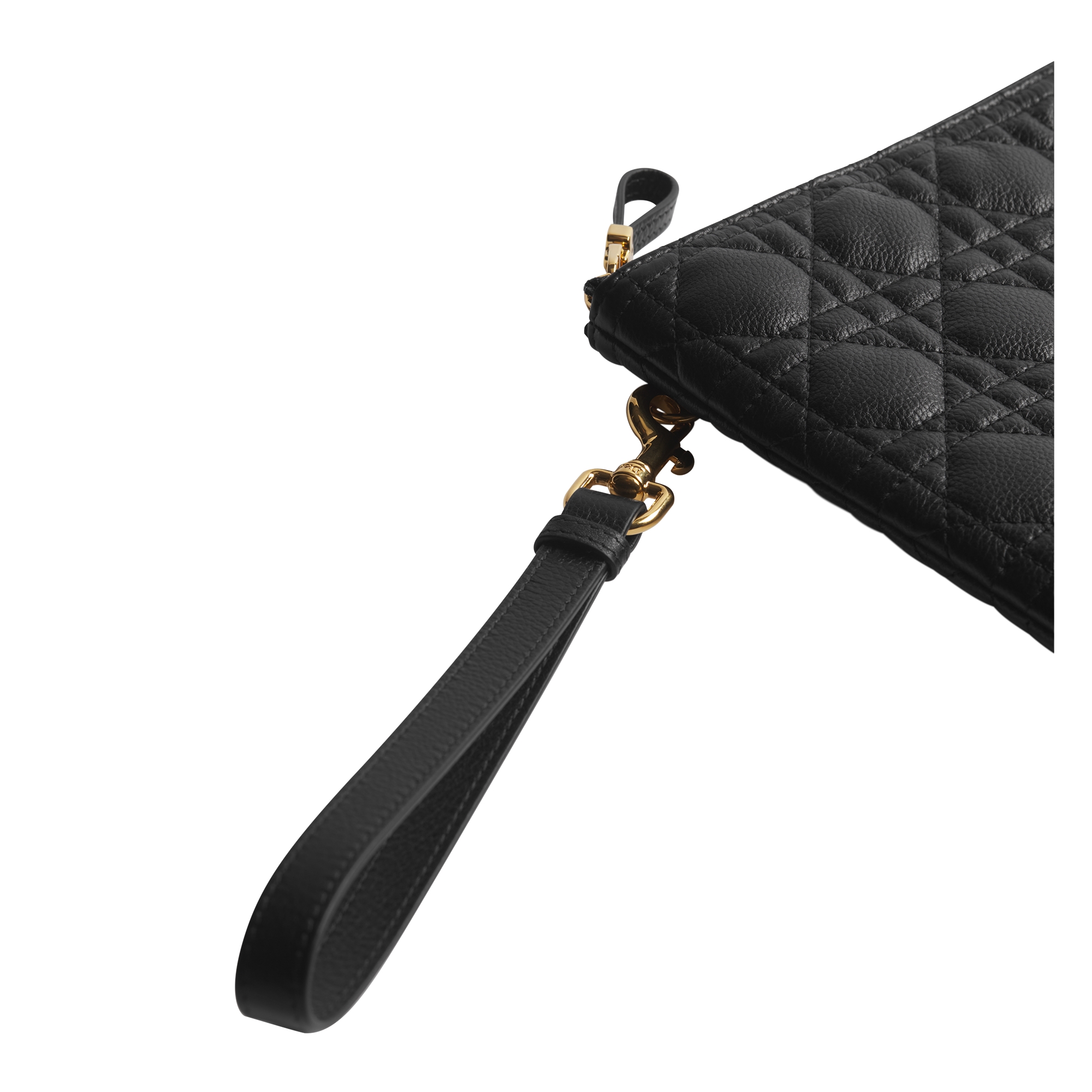 Large Dior Caro Daily Pouch Black Supple Cannage Calfskin E03