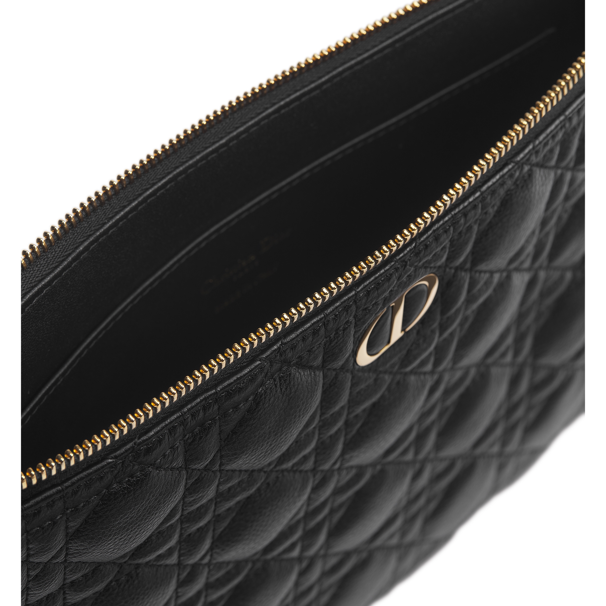 Large Dior Caro Daily Pouch Black Supple Cannage Calfskin E06