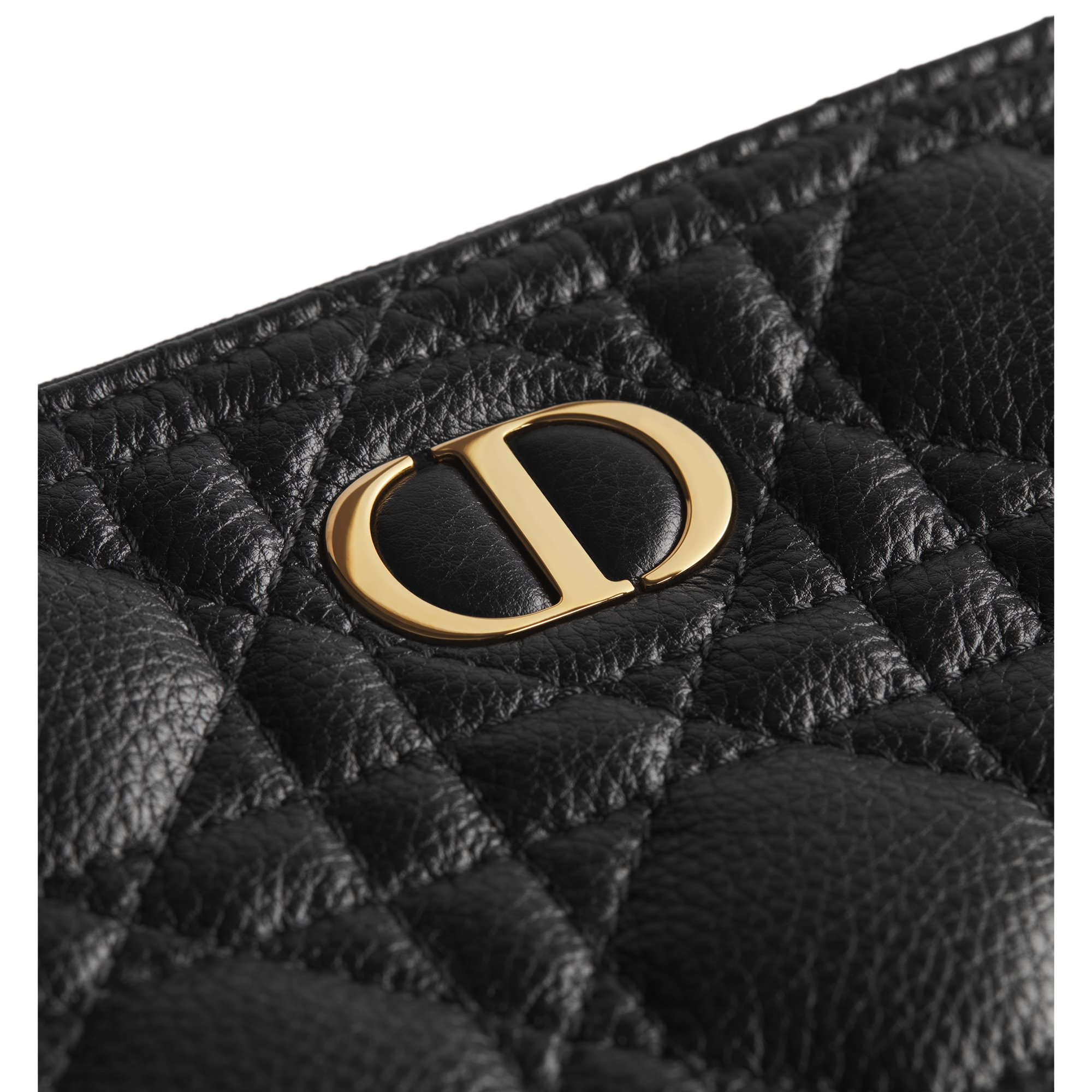 Large Dior Caro Daily Pouch Black Supple Cannage Calfskin E10