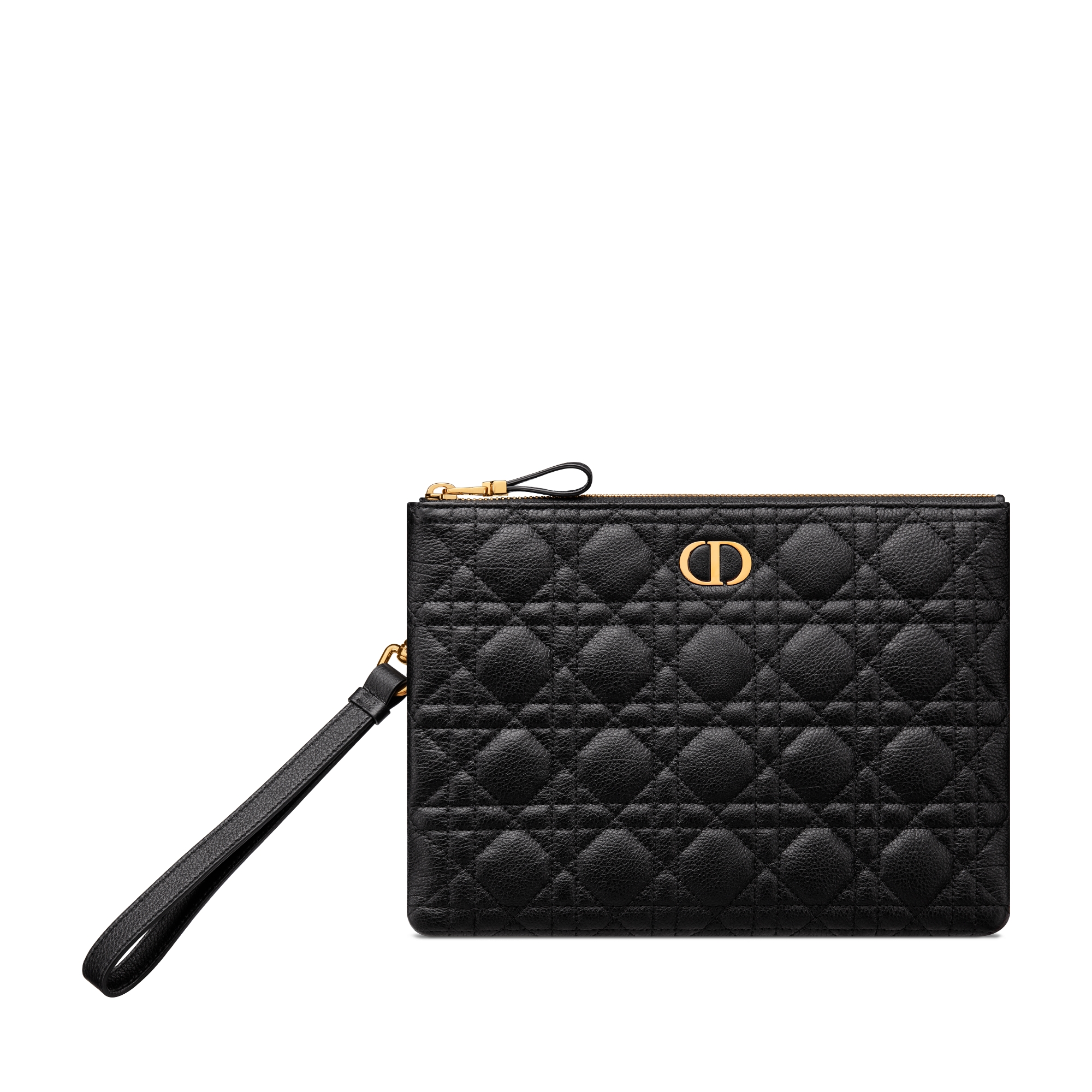 Medium Dior Caro Daily Pouch Black Supple Cannage Calfskin E01