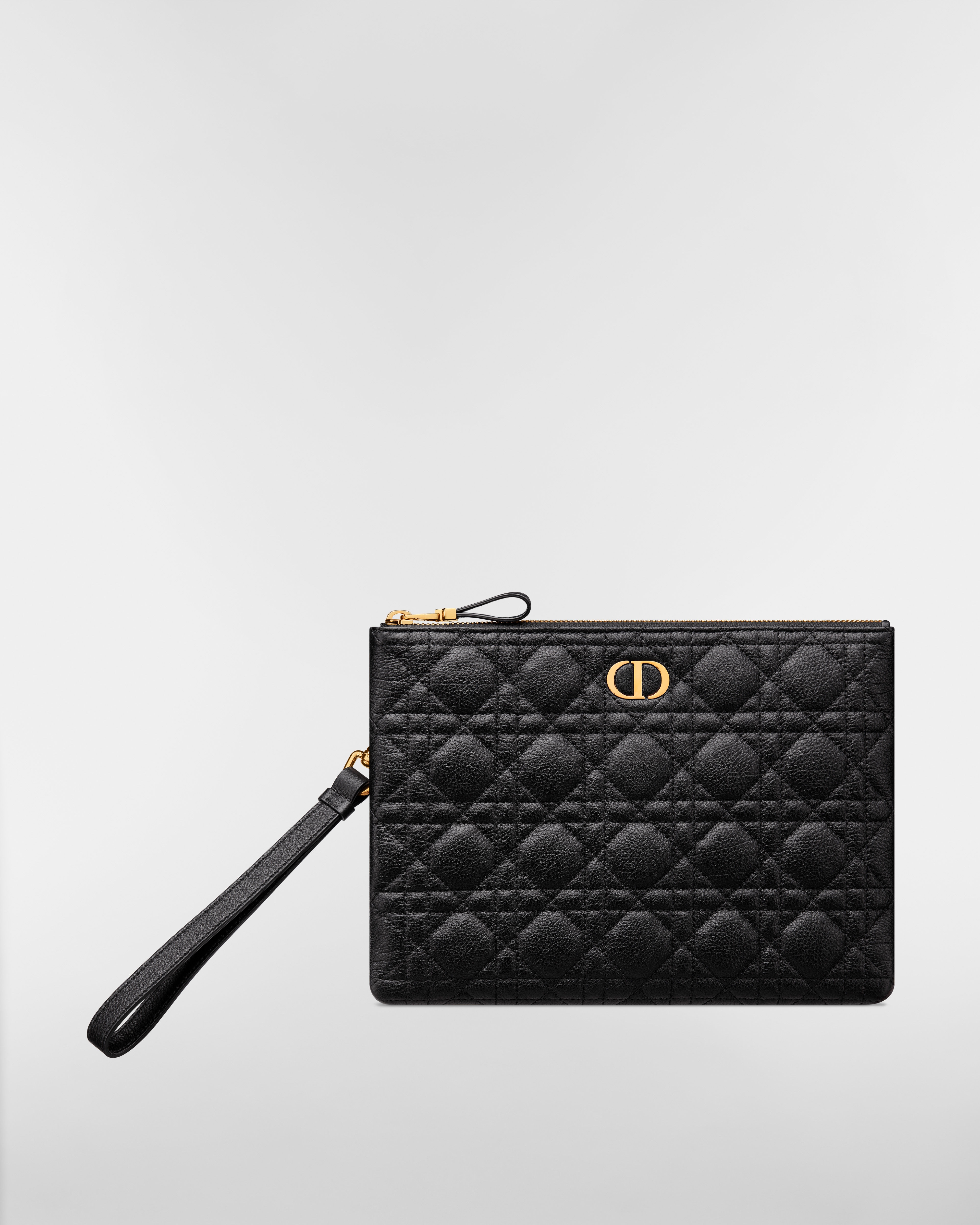 Medium Dior Caro Daily Pouch Black Supple Cannage Calfskin E01