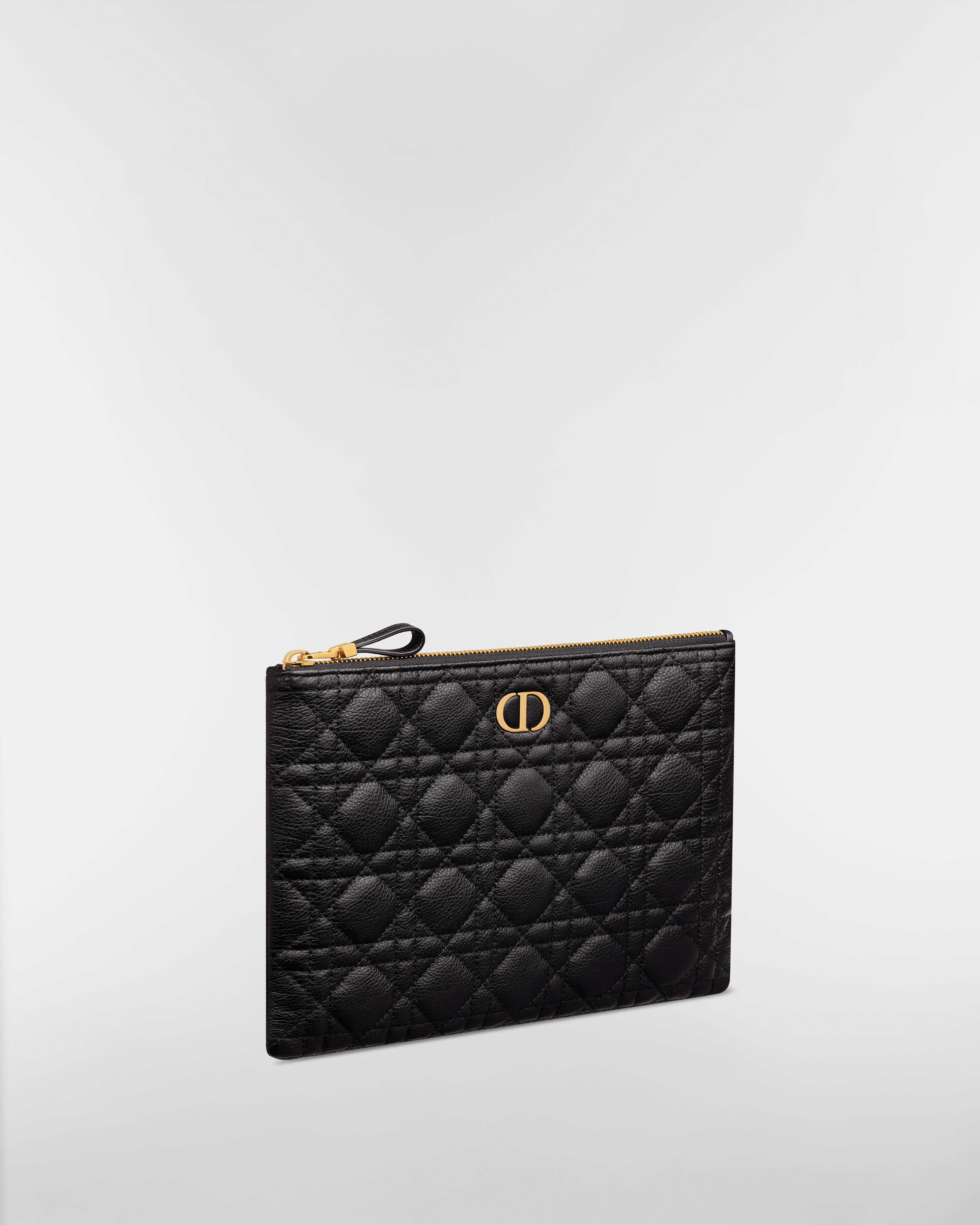 Medium Dior Caro Daily Pouch Black Supple Cannage Calfskin E03