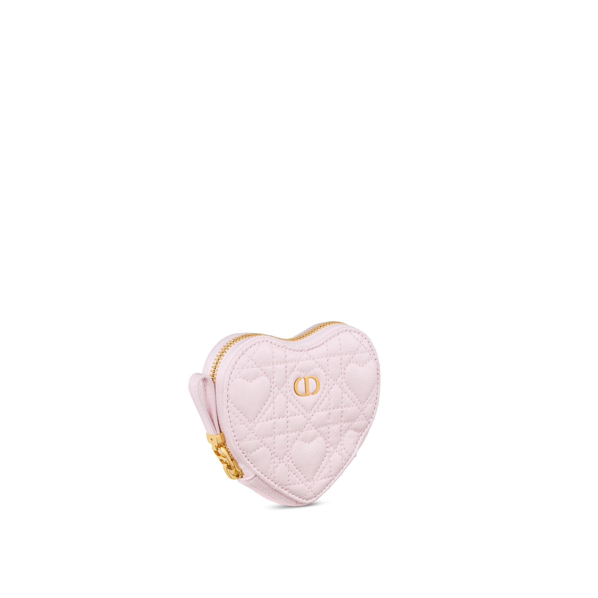 Dioramour Dior Caro Heart Pouch with Chain Pale Pink Cannage Calfskin with Heart Motif E03