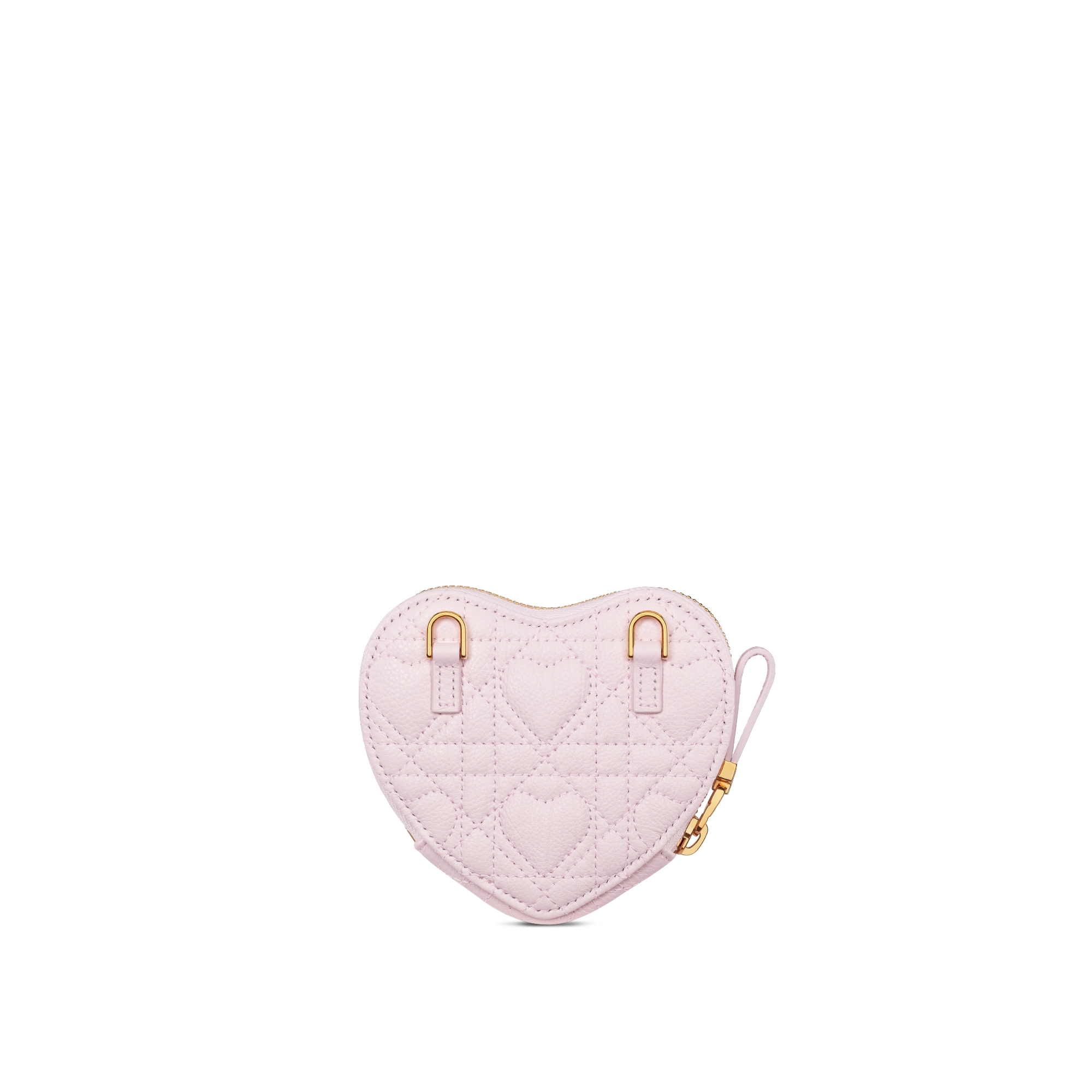 Dioramour Dior Caro Heart Pouch with Chain Pale Pink Cannage Calfskin with Heart Motif E08